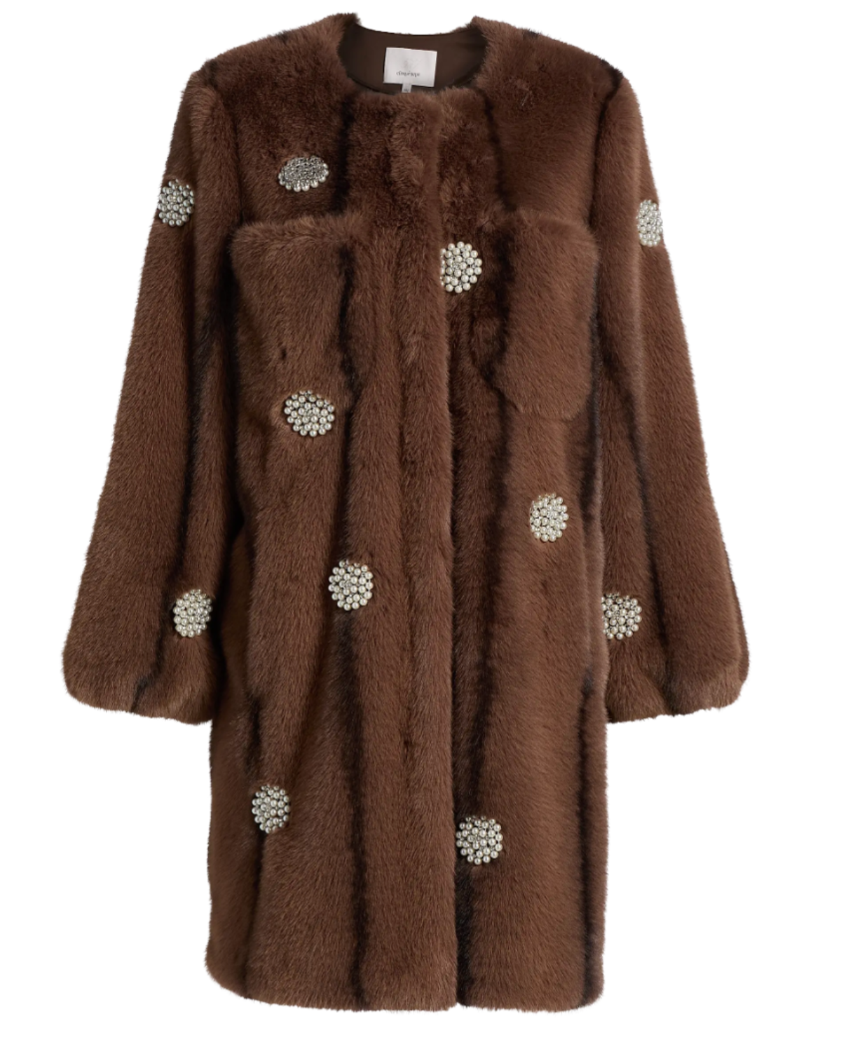Saks Fifth Avenue Pearl Coral Bubbles Faux Fur Coat (1)