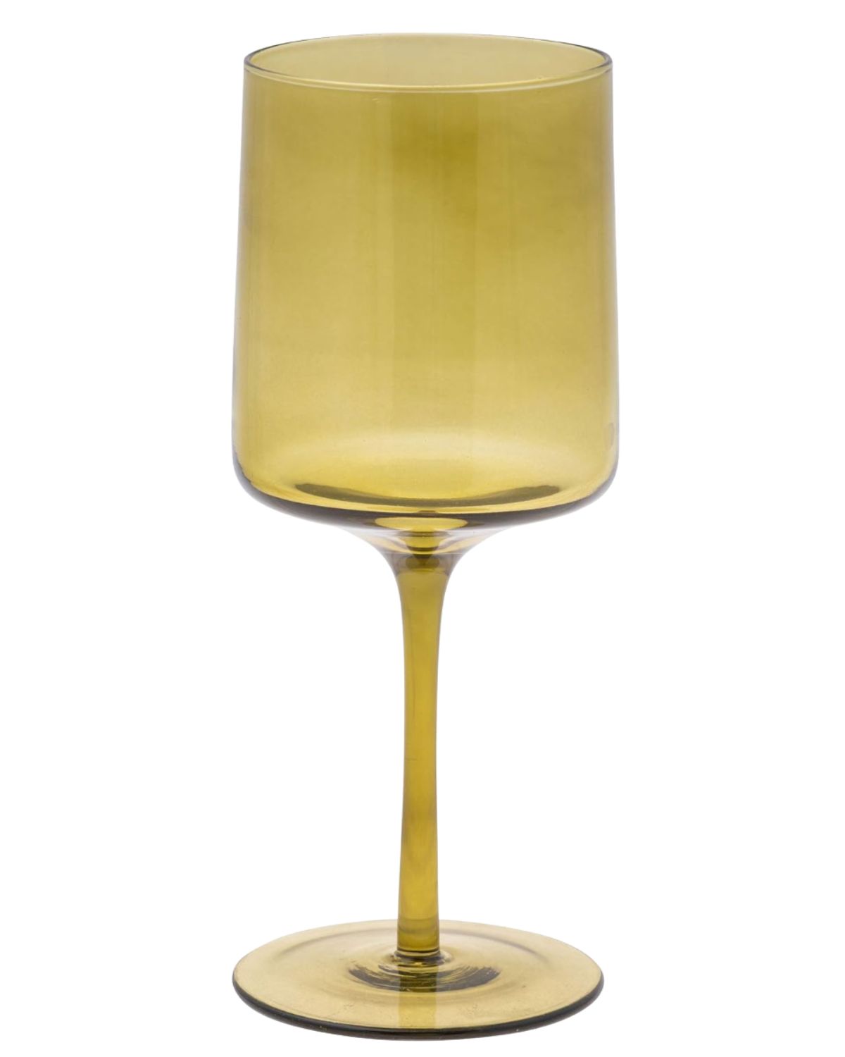 olive mid century wine glass