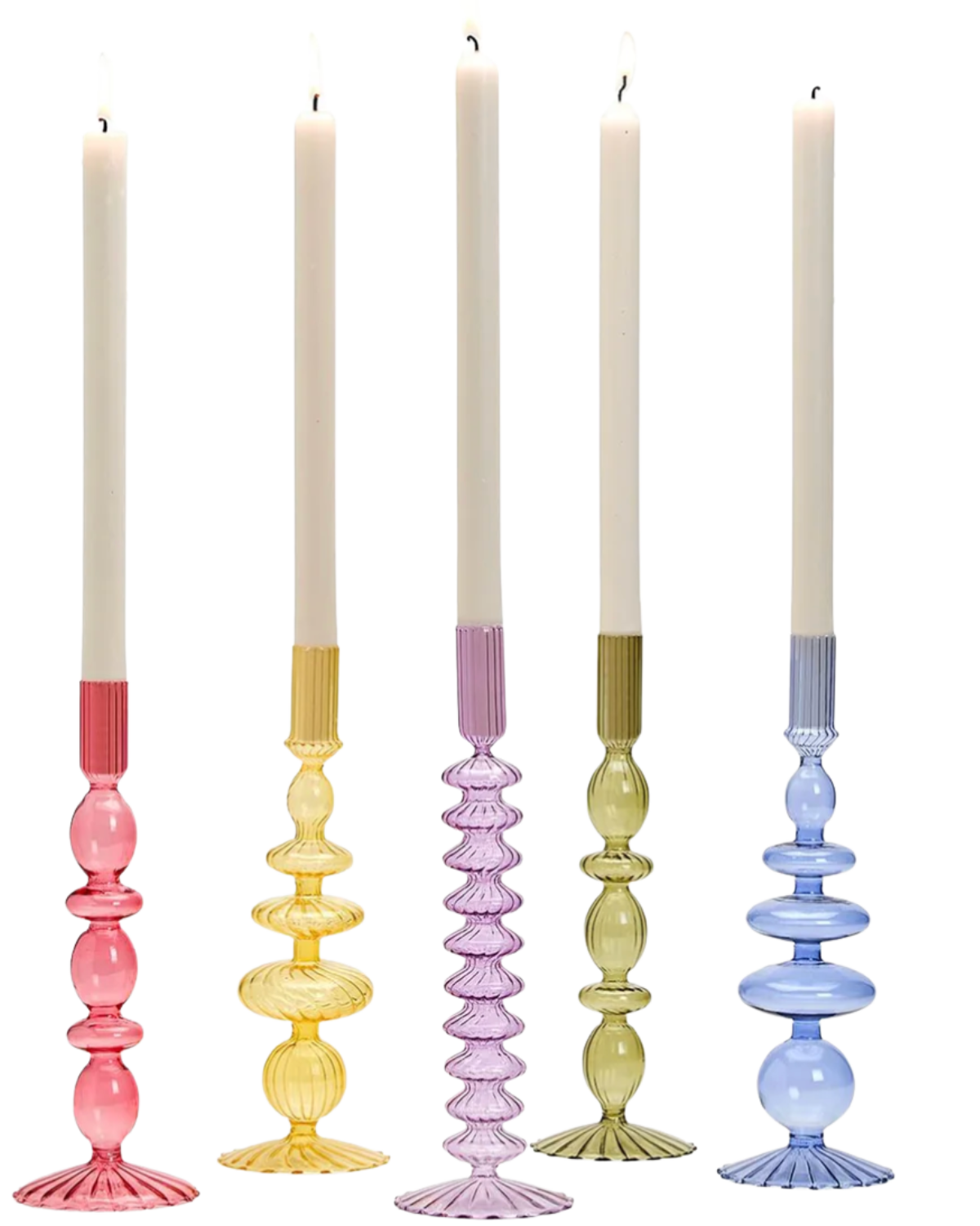 over the moon hand-blown candleholders