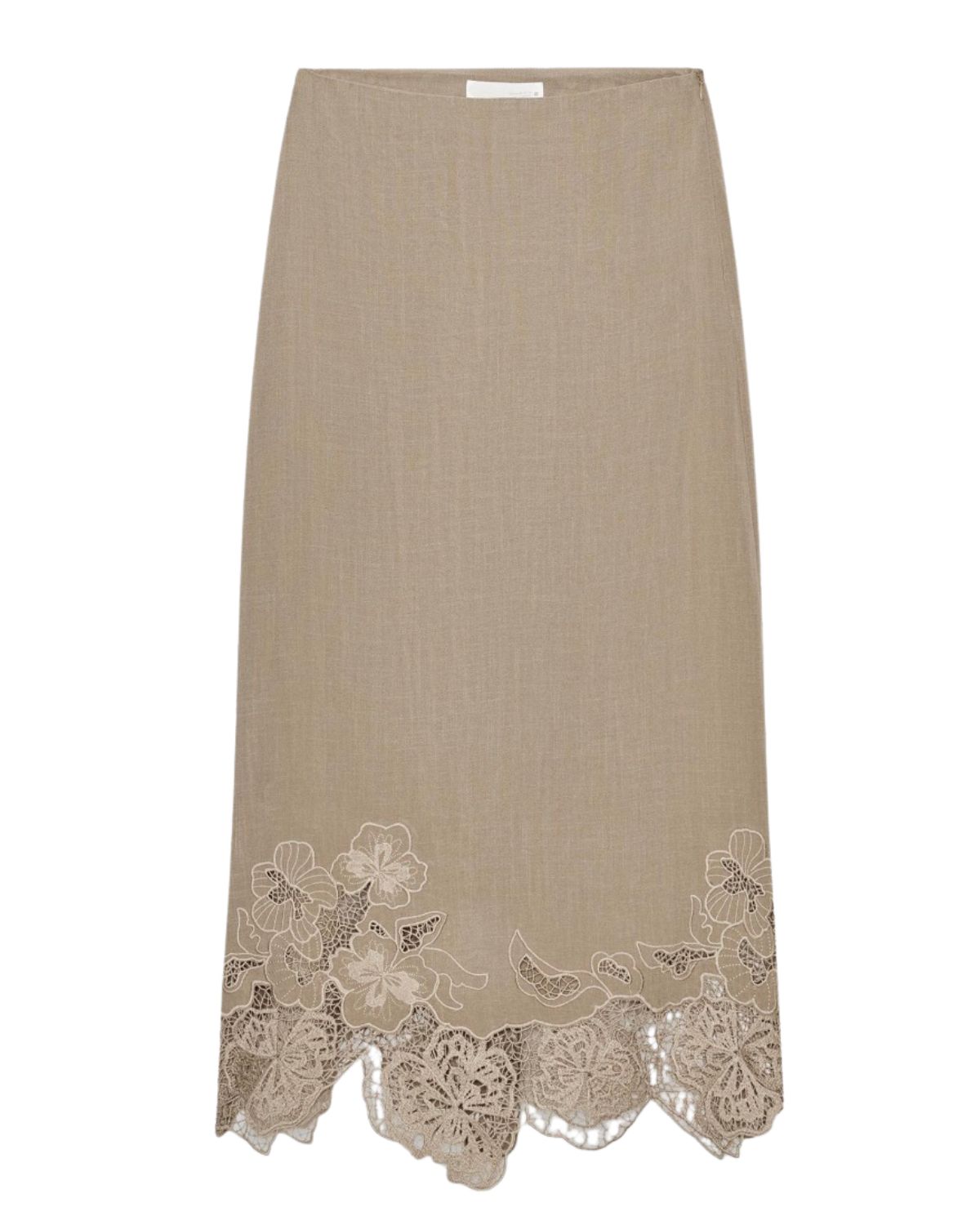 EMBROIDERED MIDI LINGERIE SKIRT