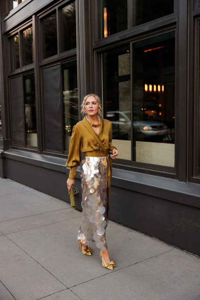 Trending for holiday party skirts asos 3d sequin skirt with Zimmerman silk top Lombard & Ffith