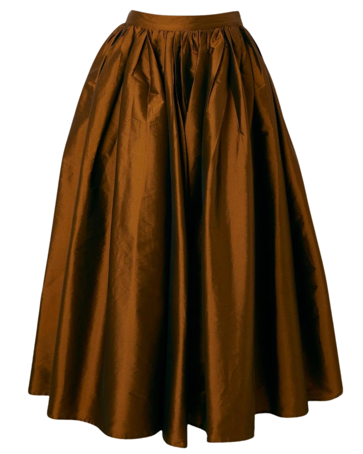 brown pleated midi skirt