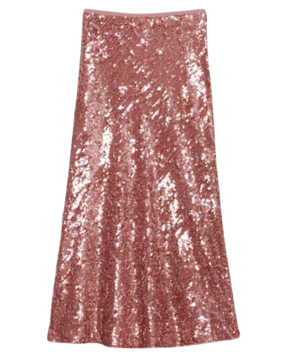 pink sequin midi skirt