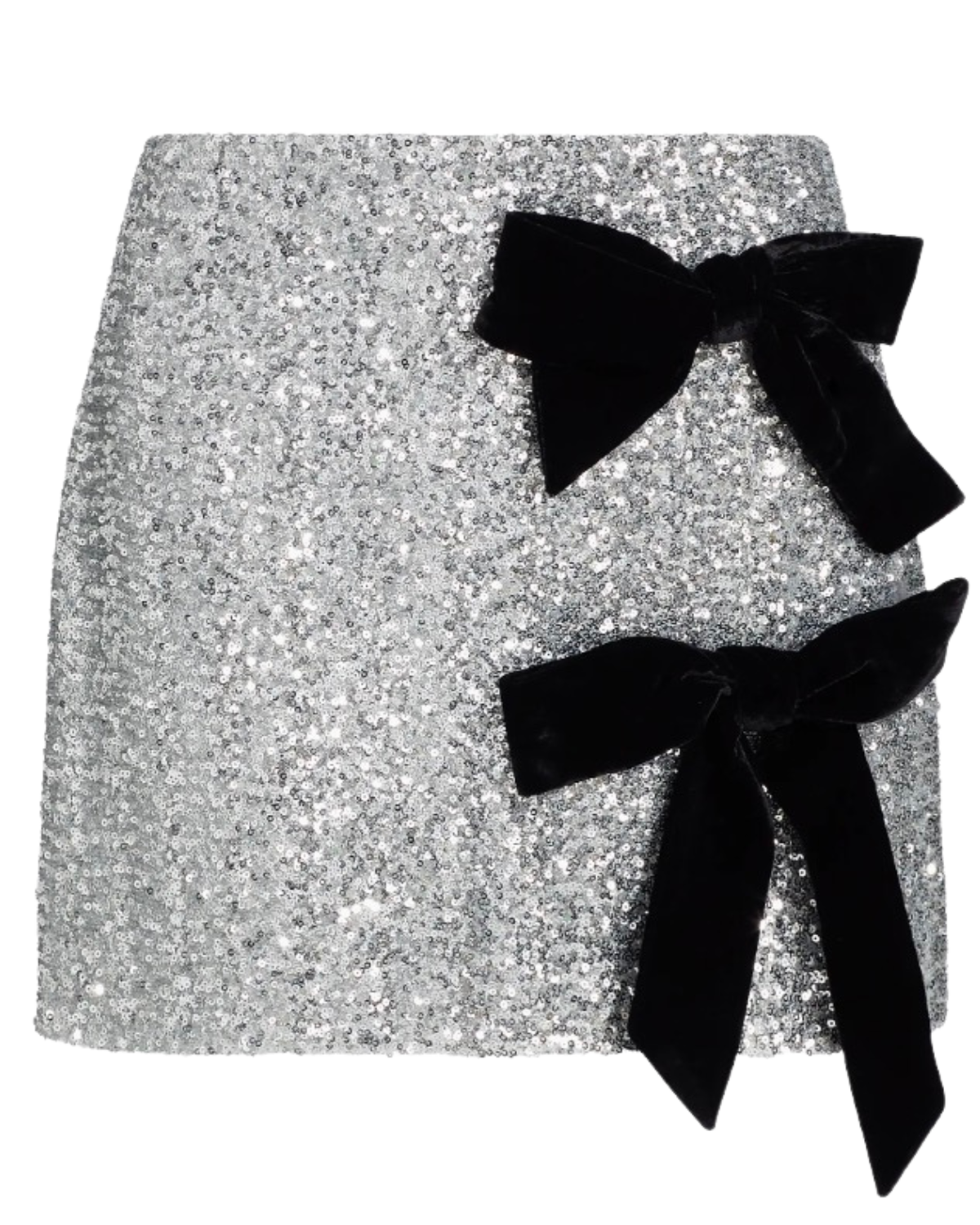 silver and black bow skirt