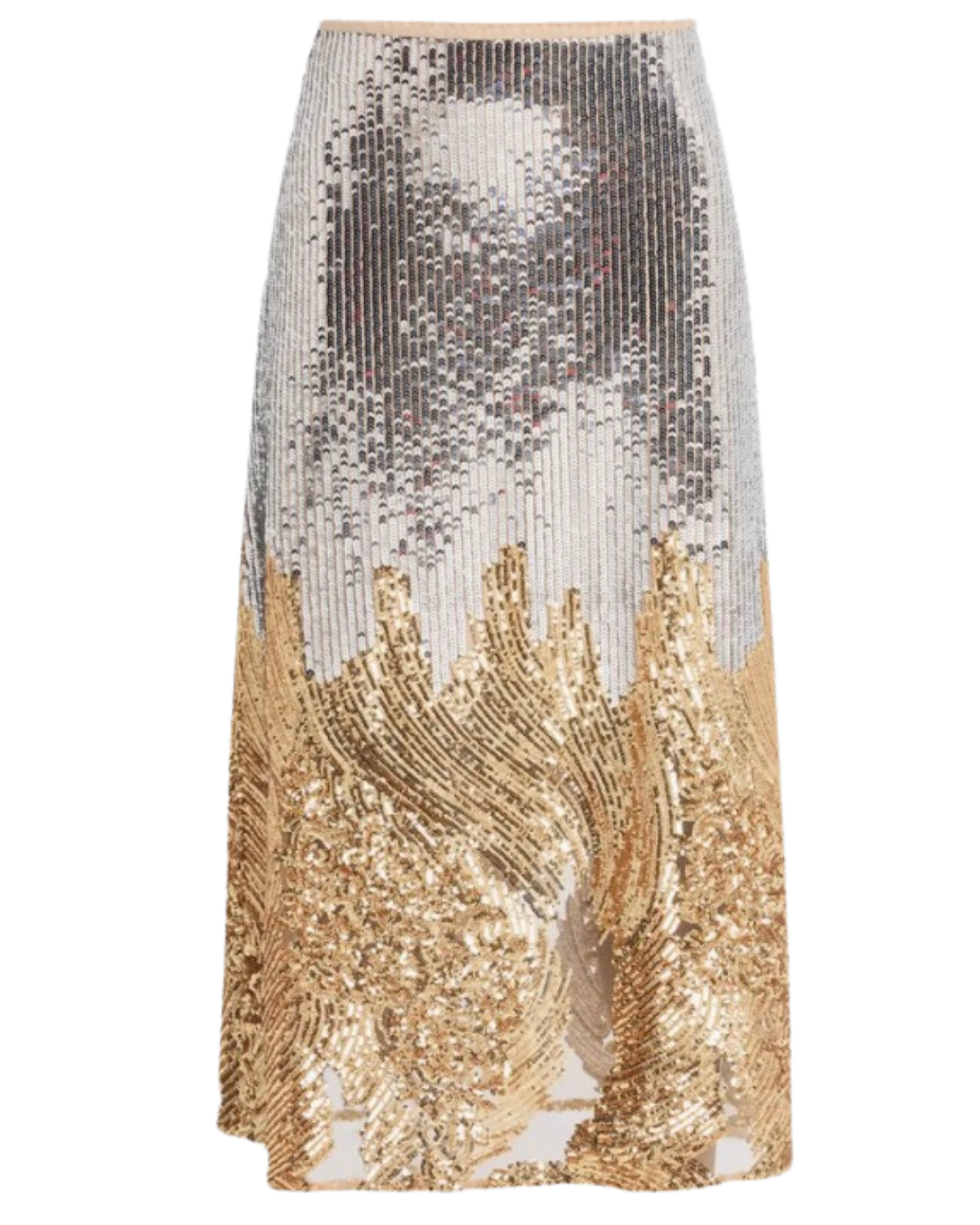 silver and gold toned skirt