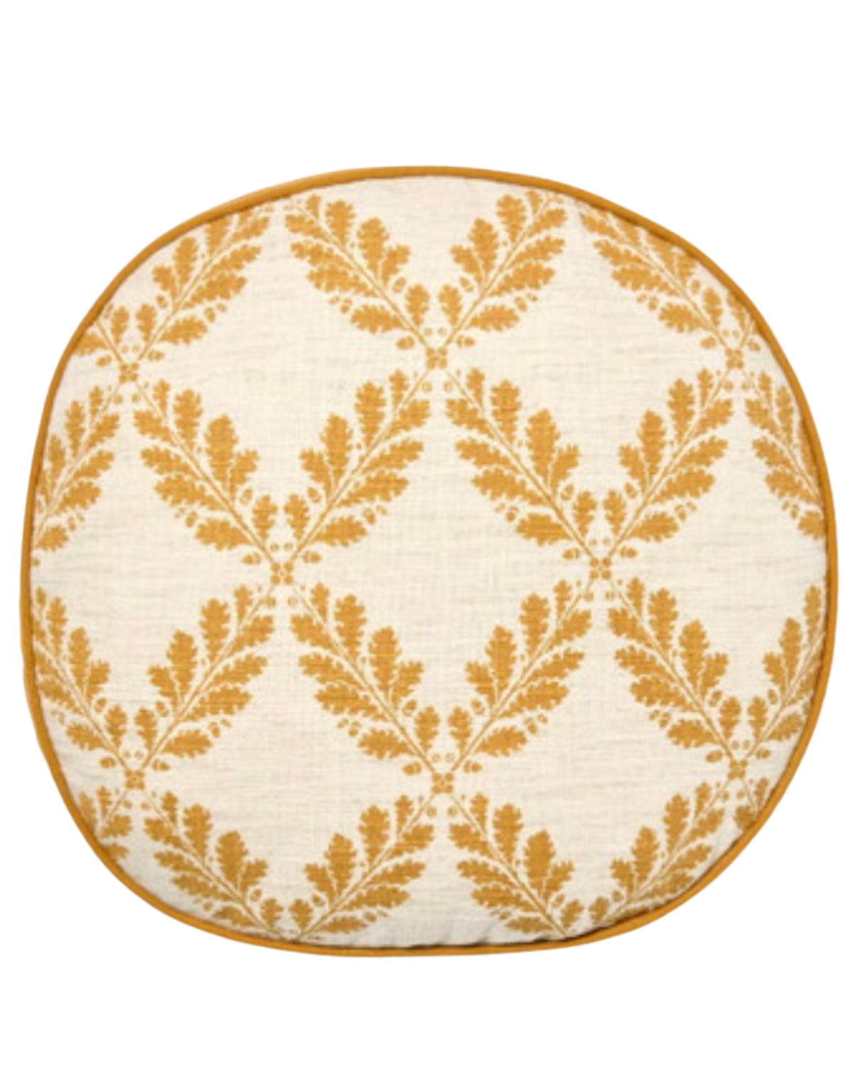 target Golden Yellow and Cream Leaf Pattern Round Pillow