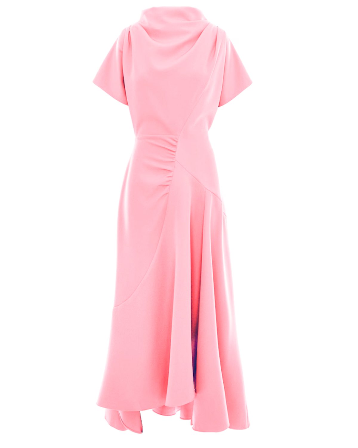 wolf and badger Pale Pink Dress With Draped Front And Collar