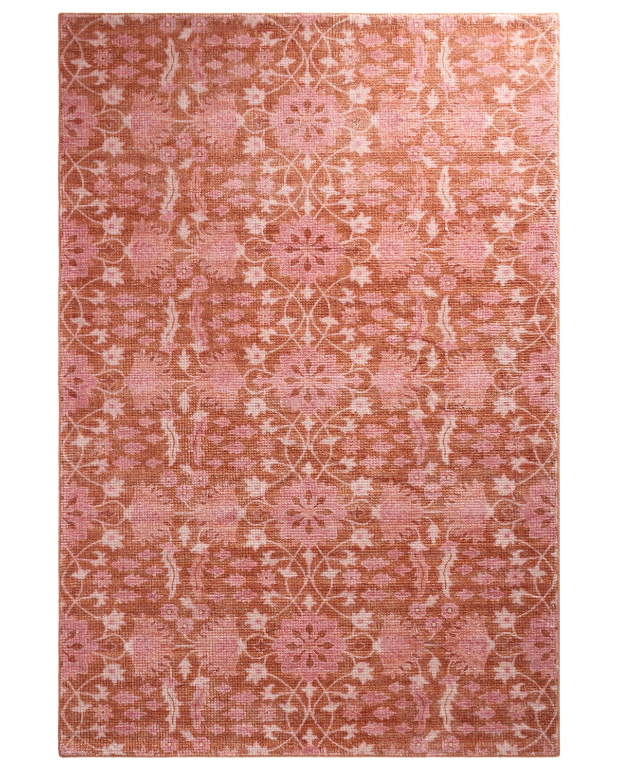 world market Olivia Coral and Fuchsia Floral Recycled Area Rug