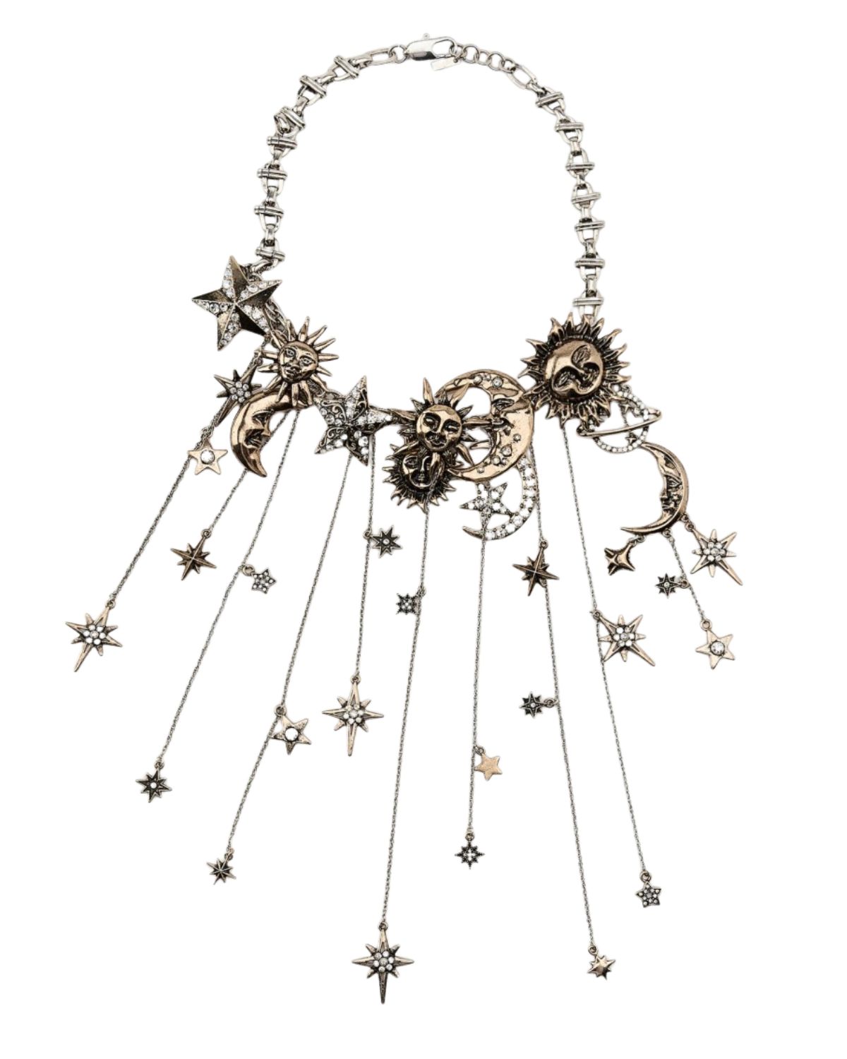 zara METAL MOON AND STARS NECKLACE