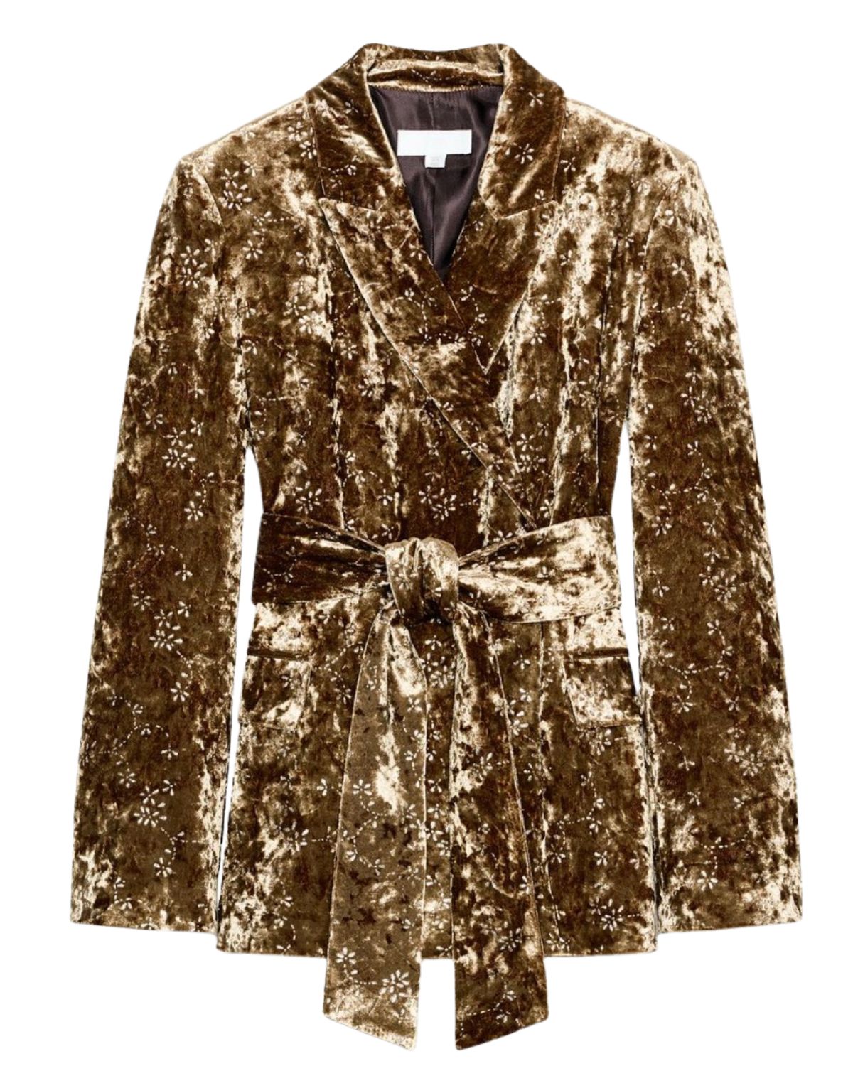 zara METALLIC THREAD VELVET BLAZER WITH BELT