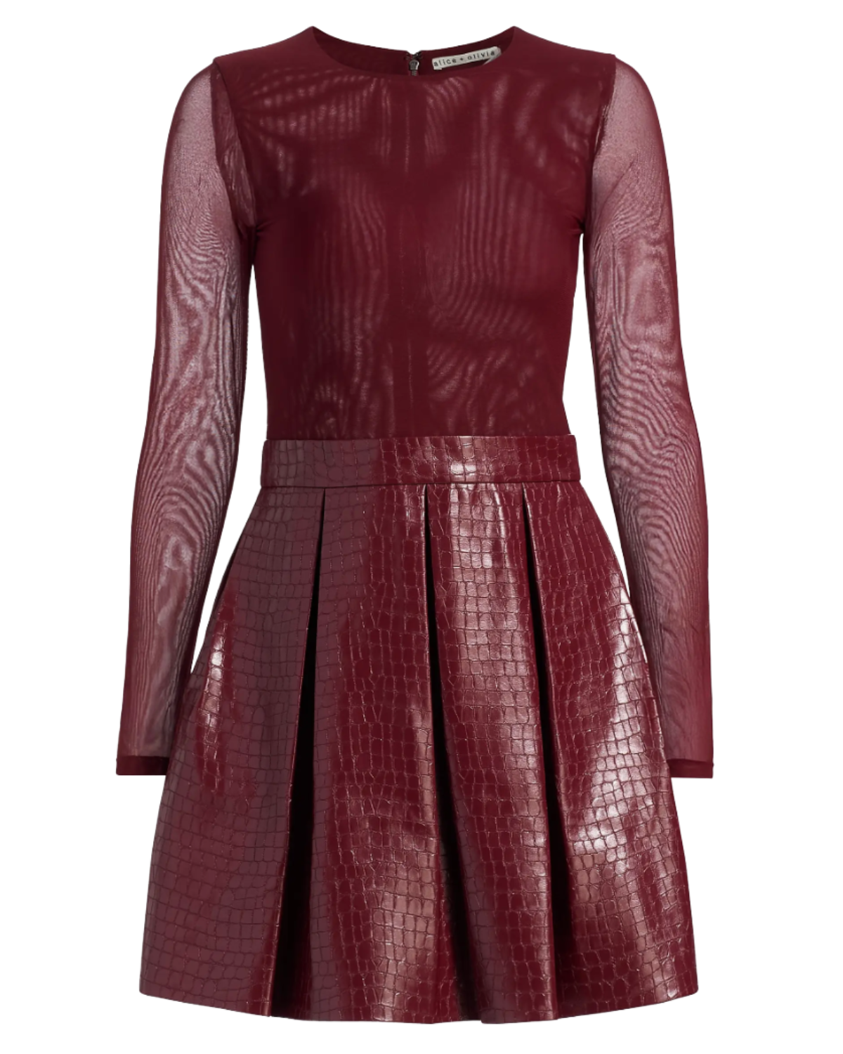 Alice + Olivia Chara Faux Croc-Embossed Leather Minidress