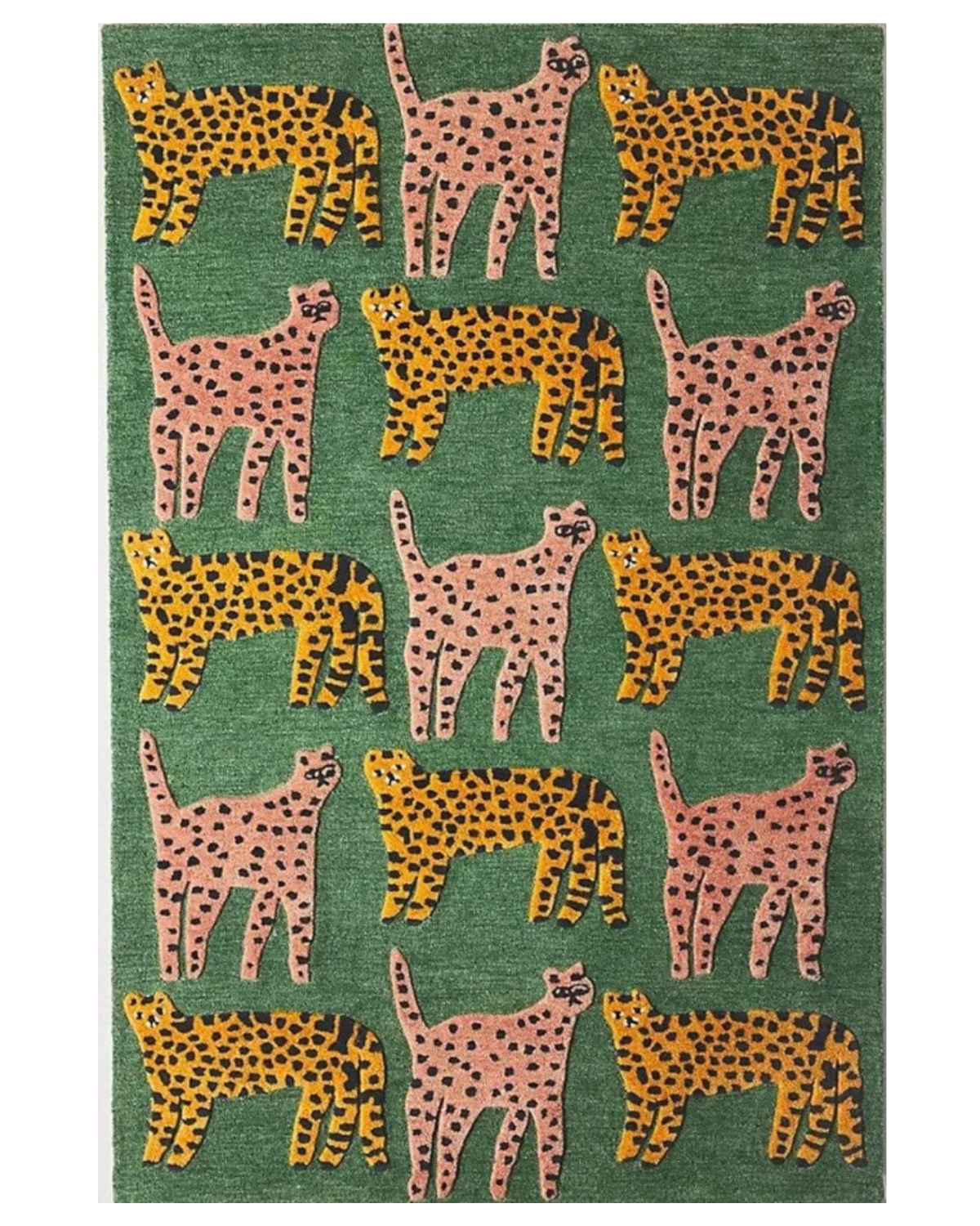 Amazon Green Woolen Animal Print Carpet