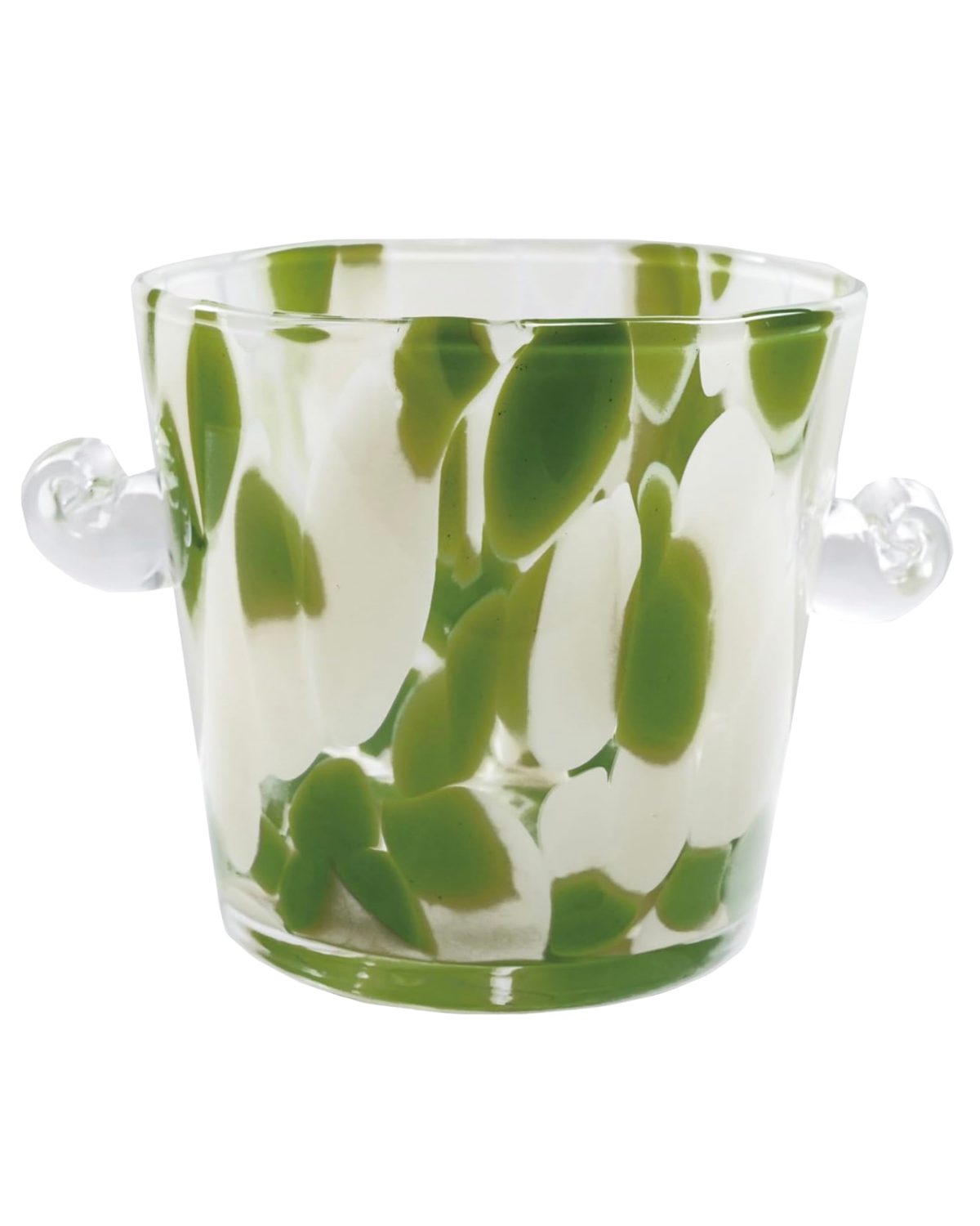 Creative Co-Op 32-Ounce Confetti Glass Ice Bucket with Handles, Yellow and Green