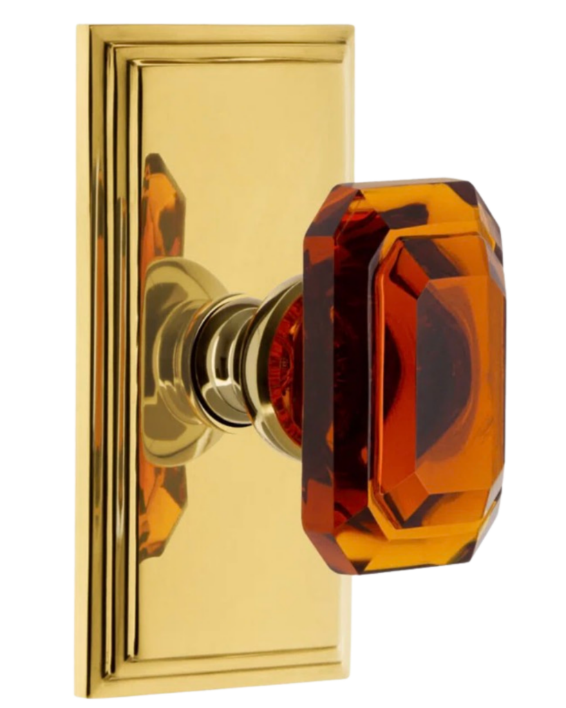 Grandeur Carré Plate Single Dummy with Baguette Crystal Door Knob