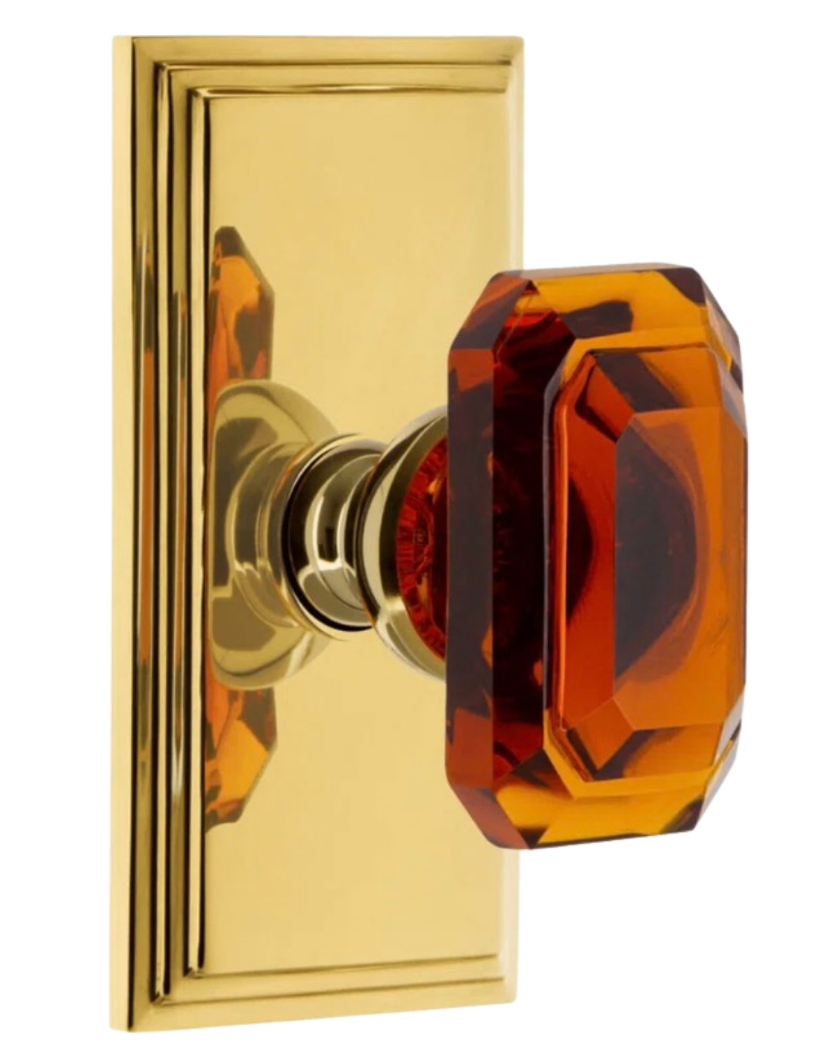 Grandeur Carré Plate Single Dummy with Baguette Crystal Door Knob