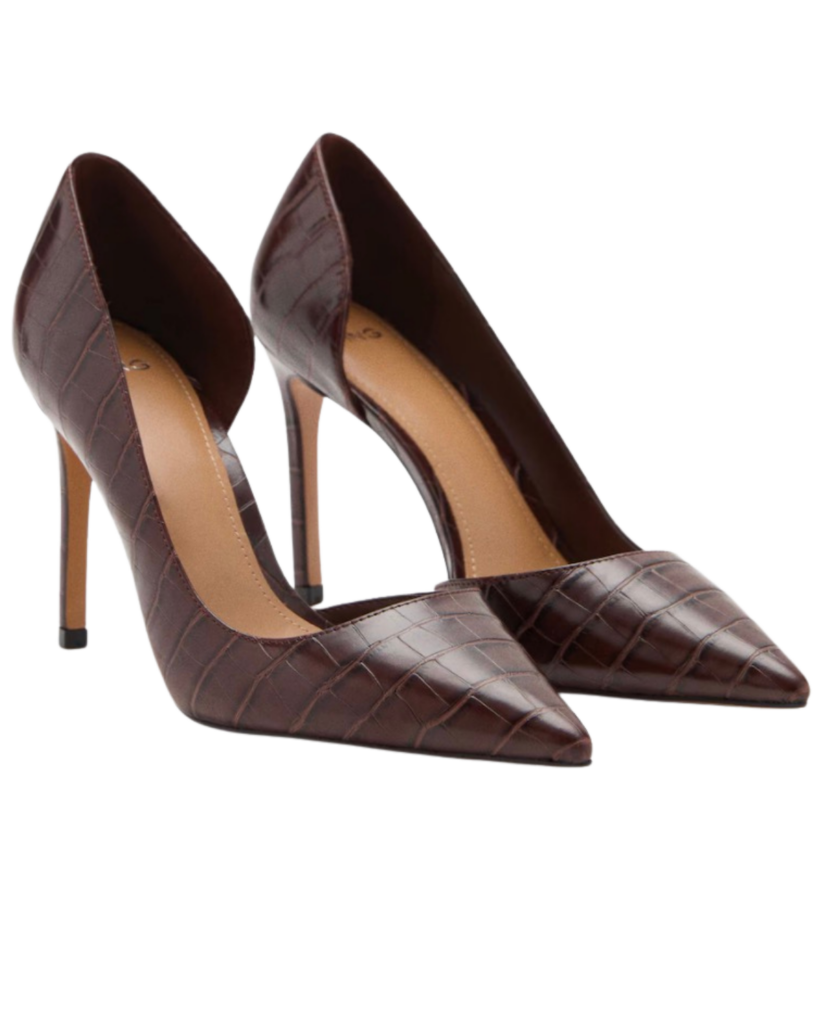 mango Asymmetrical croc-effect heeled shoes