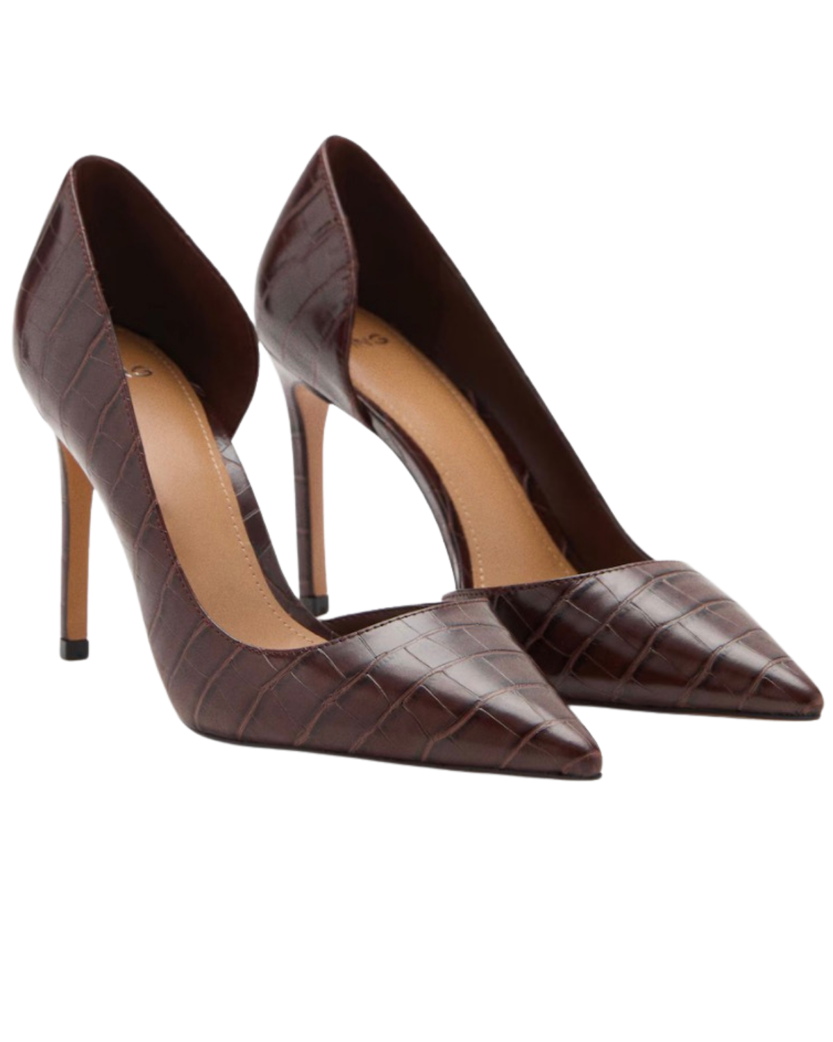 mango Asymmetrical croc-effect heeled shoes