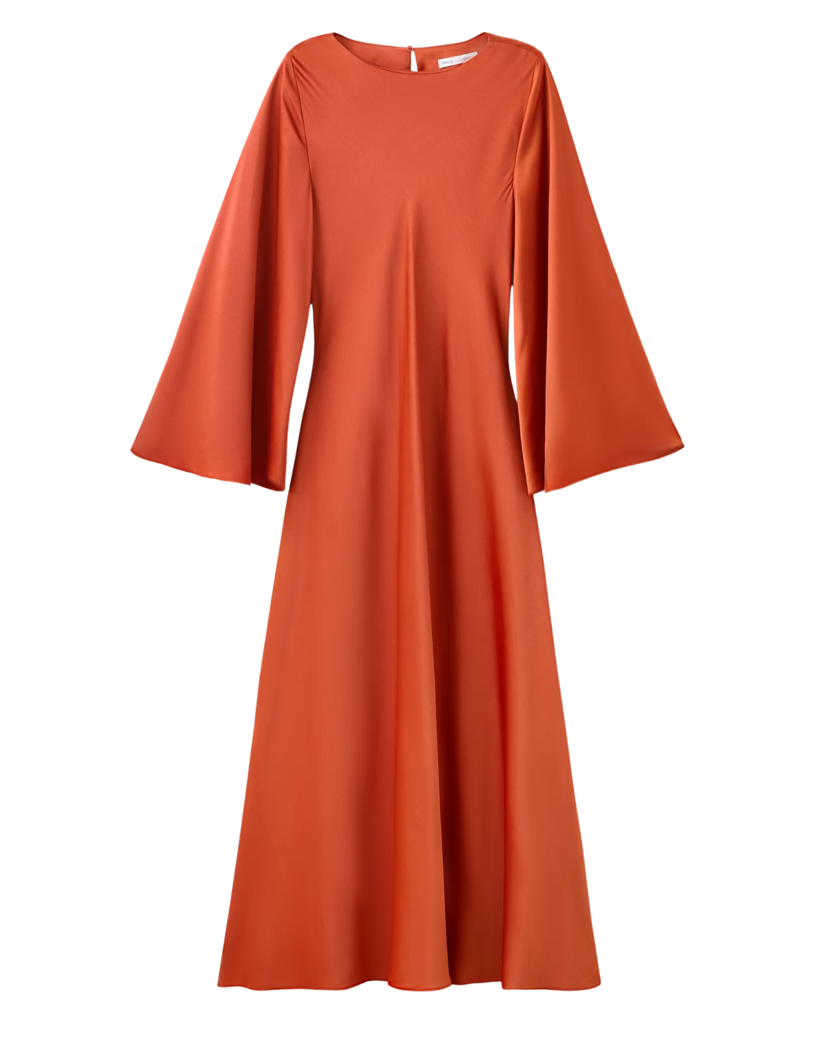 FLARED-SLEEVE SATIN DRESS