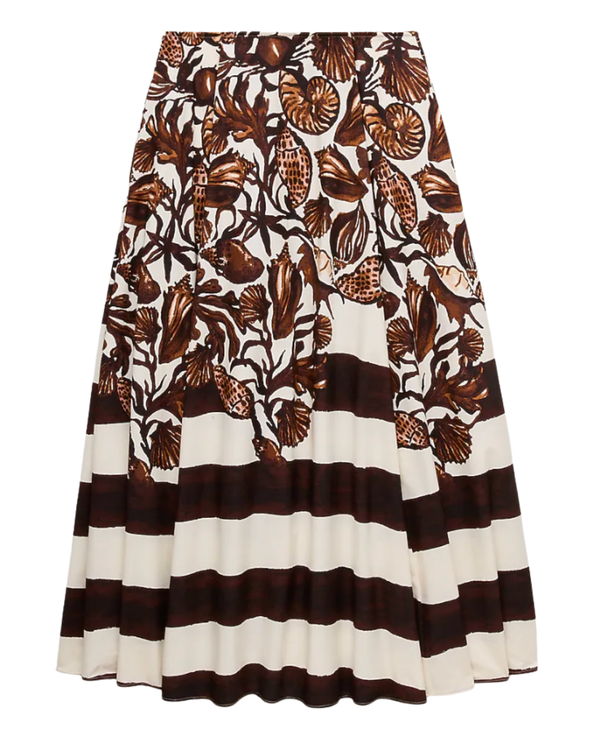 Side-pleat midi skirt in lobster & seashell print