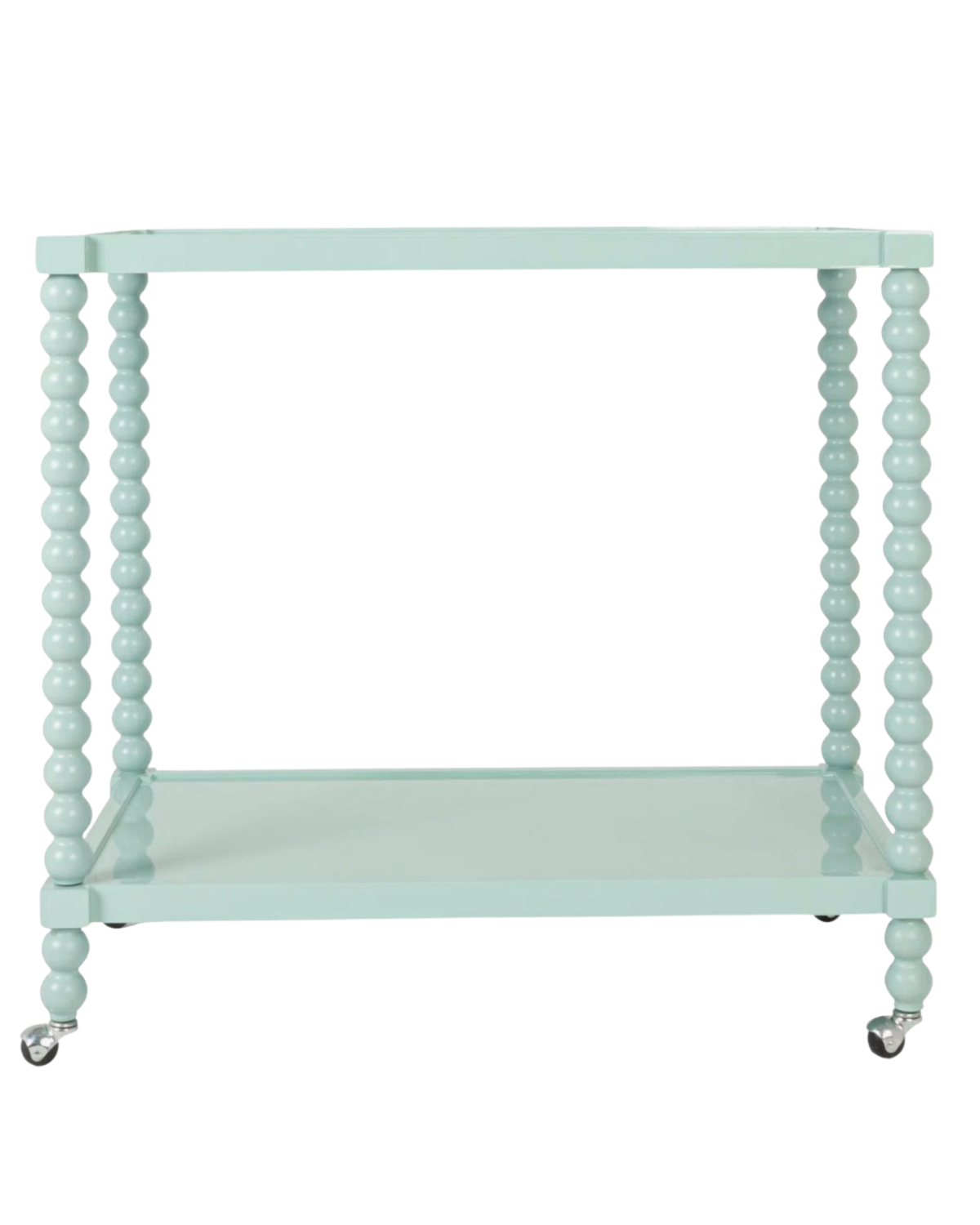Rubberwood 2-Tier Bar Cart on Wheels