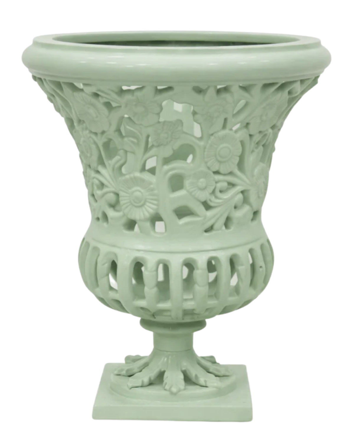 16" Soft Green Floral Urn