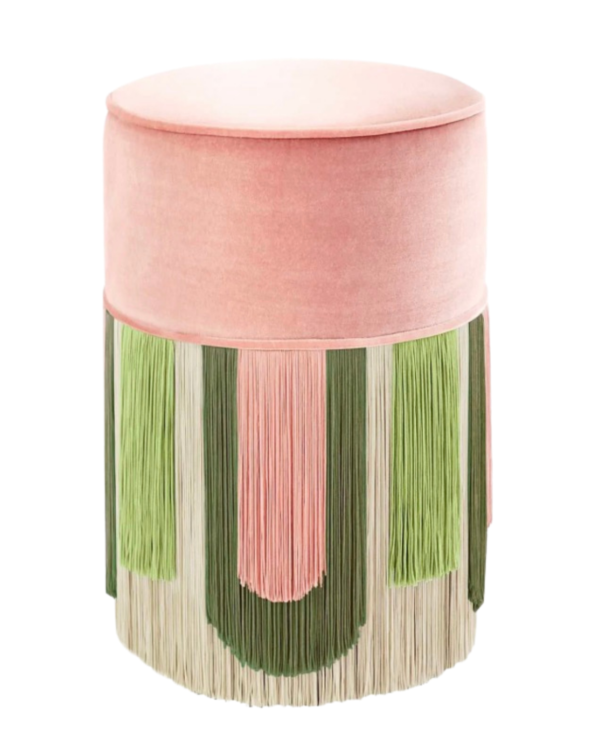 PINK AND GREEN COUTURE GEOMETRIC DECO POUF