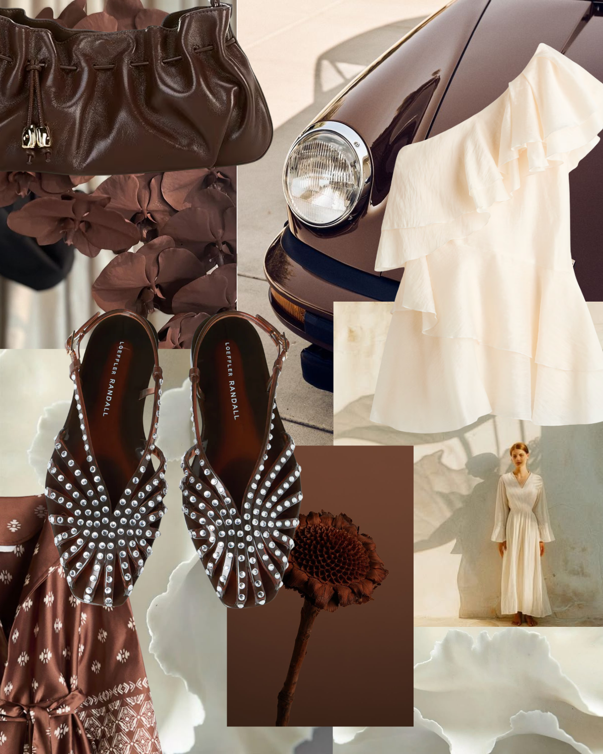 Chocolate brown and crisp white color combination inspiration for summer outfits.