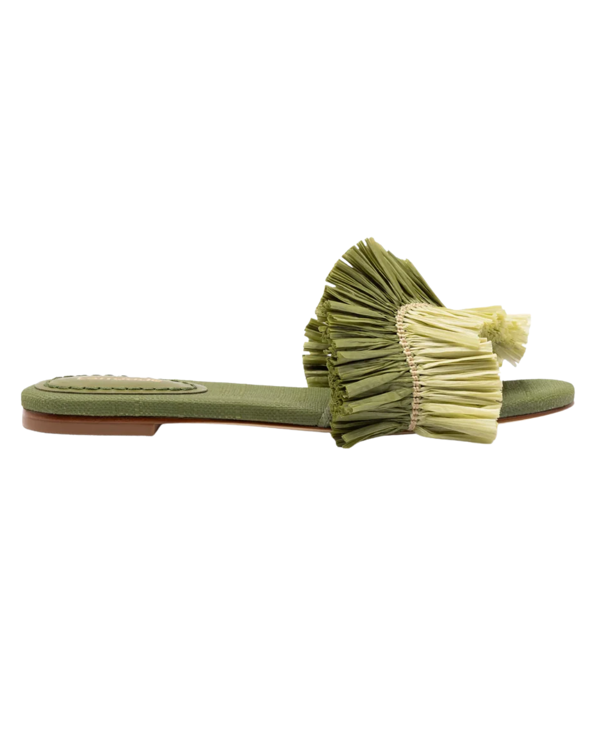 Ivy Fringe Flat in Seaweed Raffia