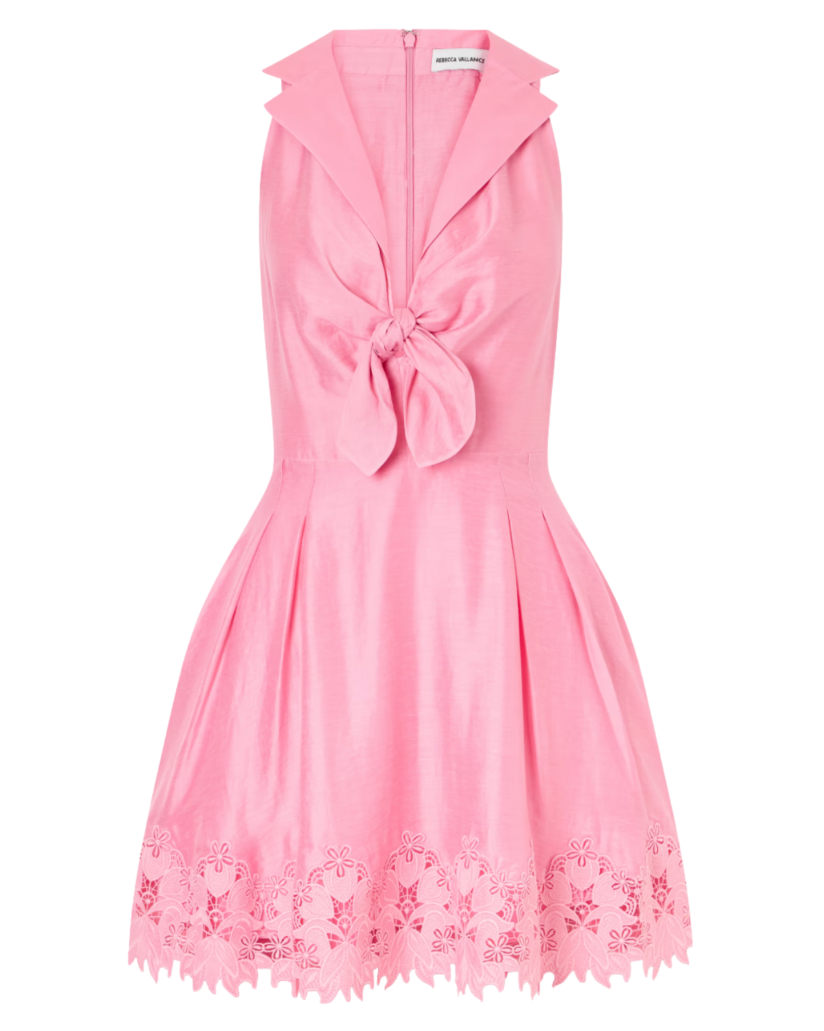 REBECCA VALLANCE | Petalite knotted broderie anglaise-trimmed poplin mini dress