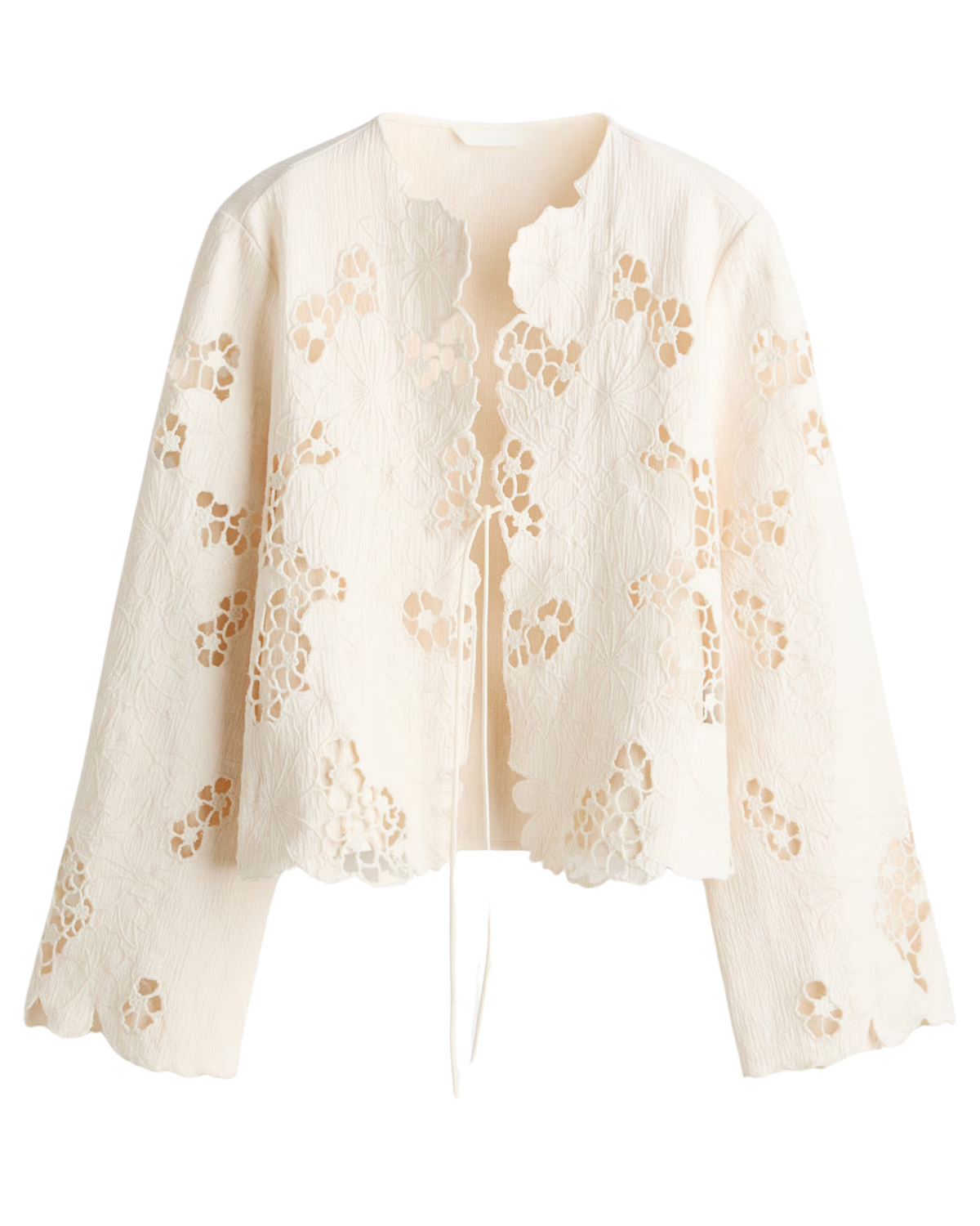SCALLOPED EYELET-EMBROIDERED JACKET