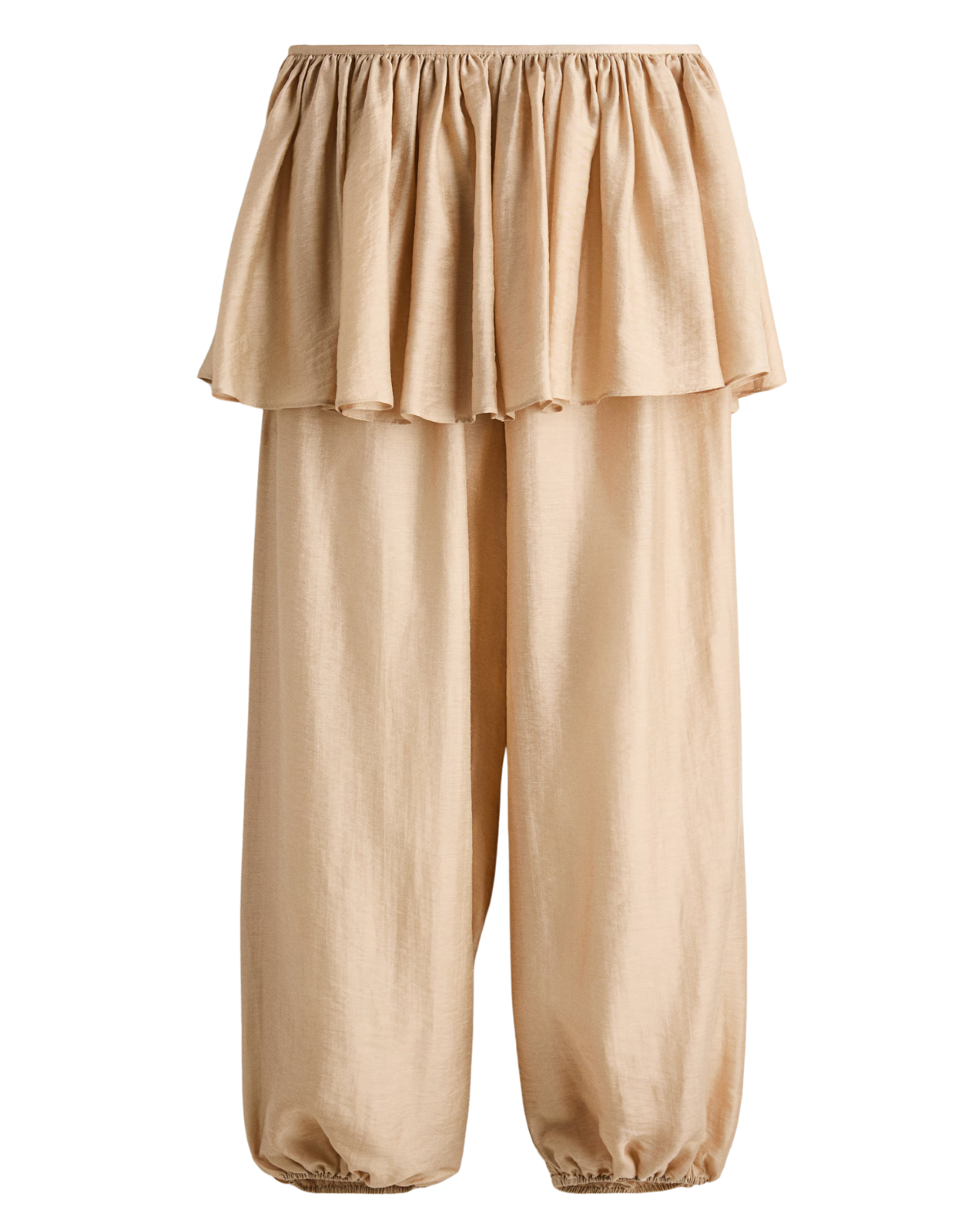 BALLOON-LEG PANTS WITH LAYERED SKIRT