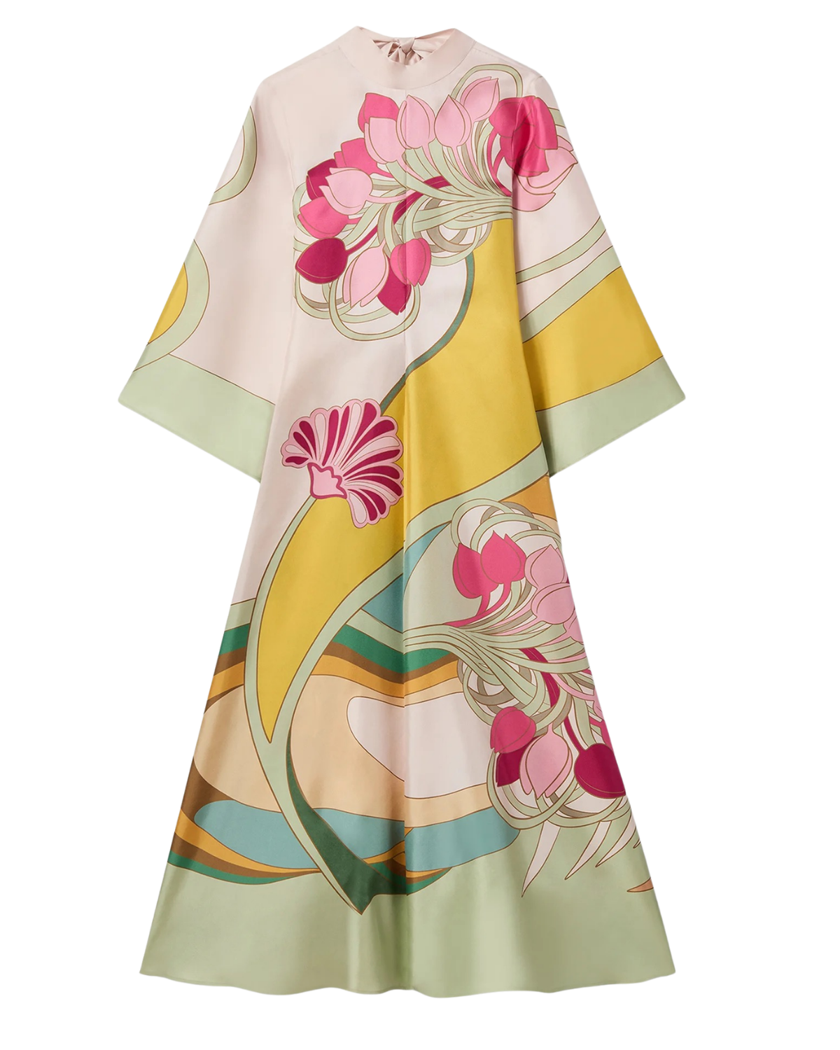Magnifico Dress Tulip Placée Green in Silk Twill