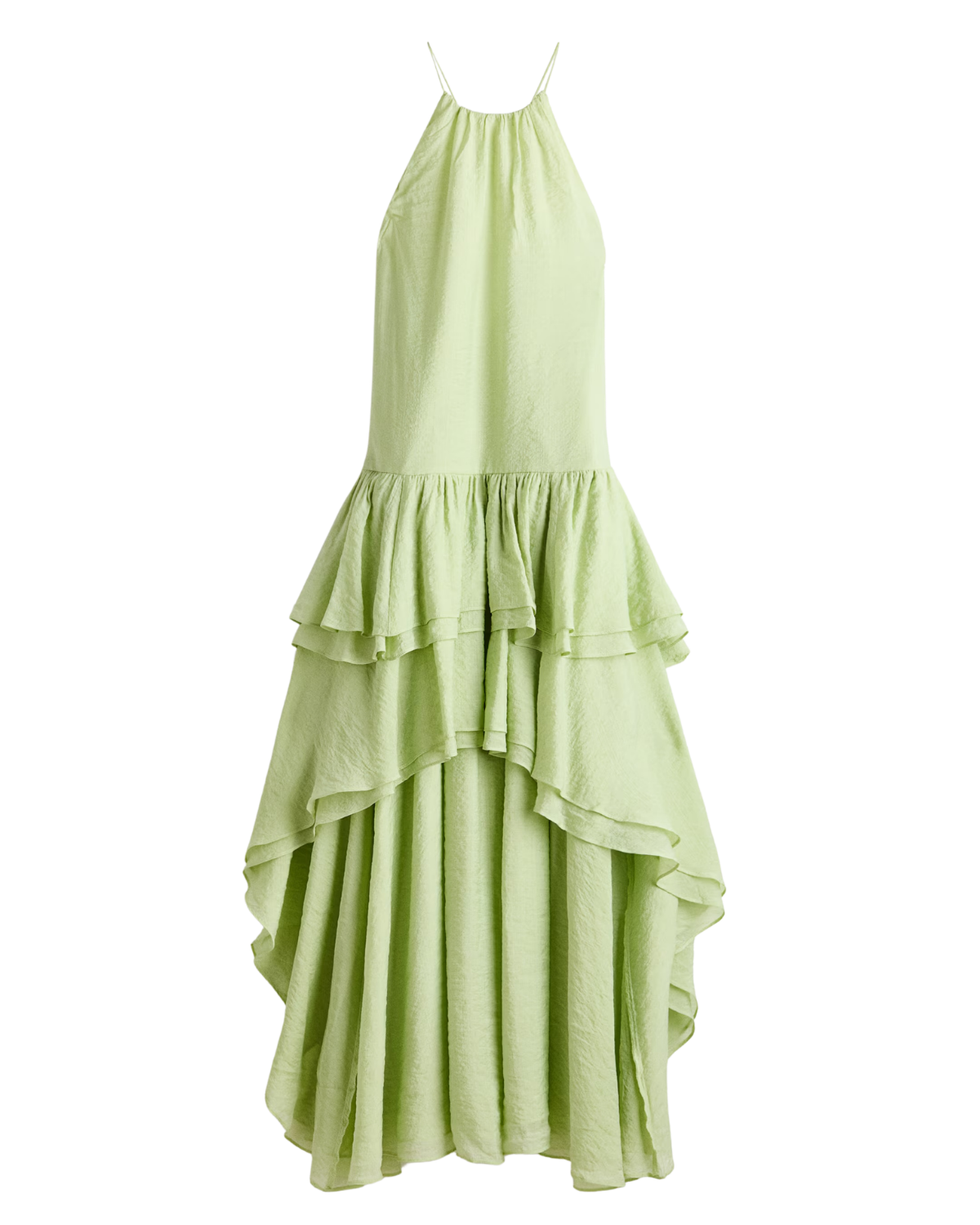 Green tiered high low dress