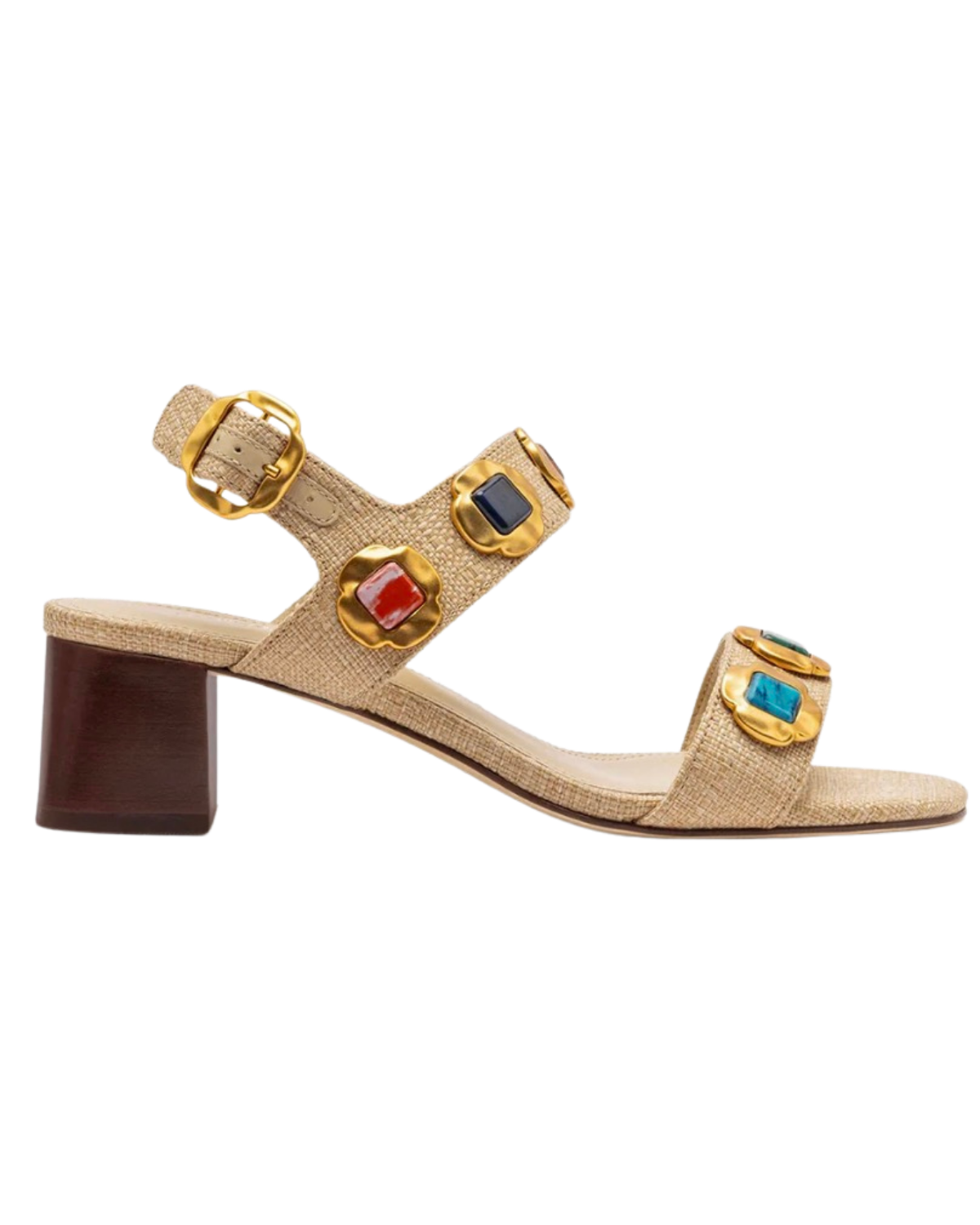Milan Gioiello Block Sandal In Beige Raffia