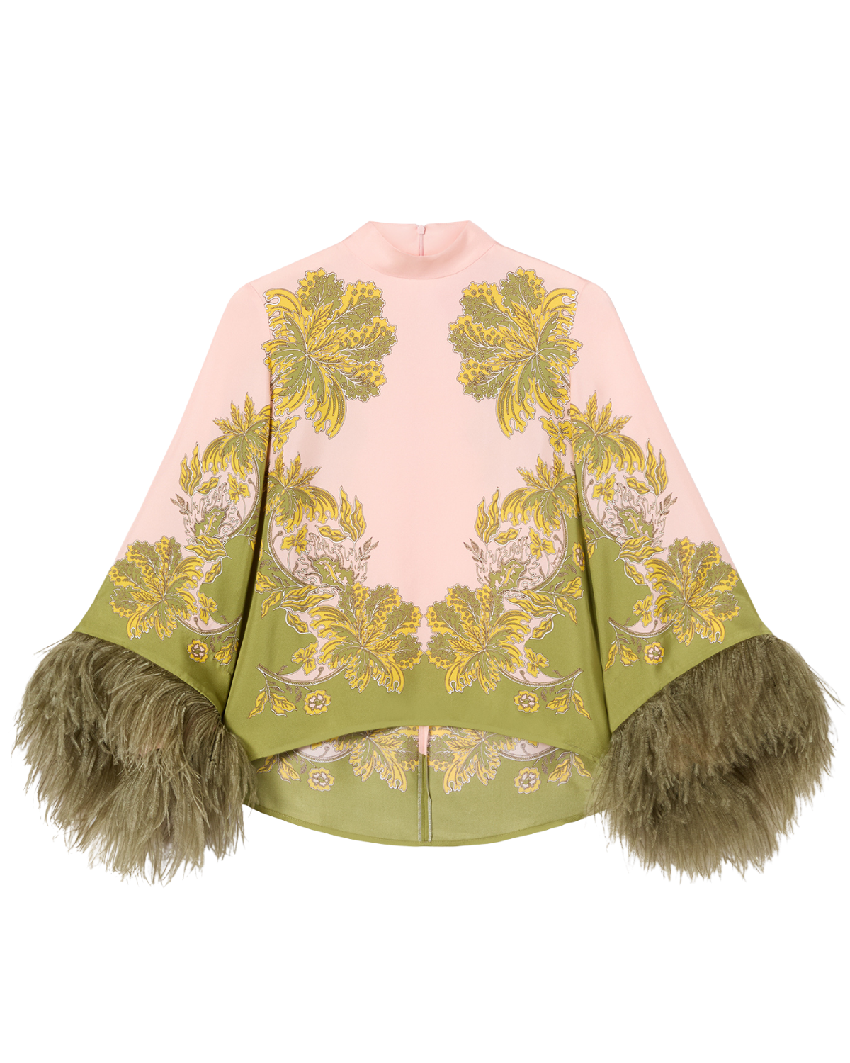 Swathe Placée Pink in Silk Twill With Feathers