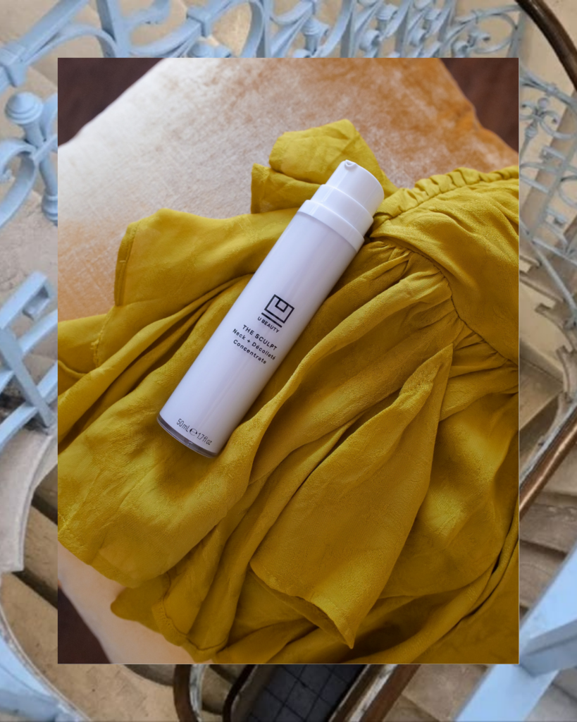 U Beauty Sculpt Neck and Décolleté Concentrate featured as a tried-and-true neck care favorite for firmer, smoother skin.