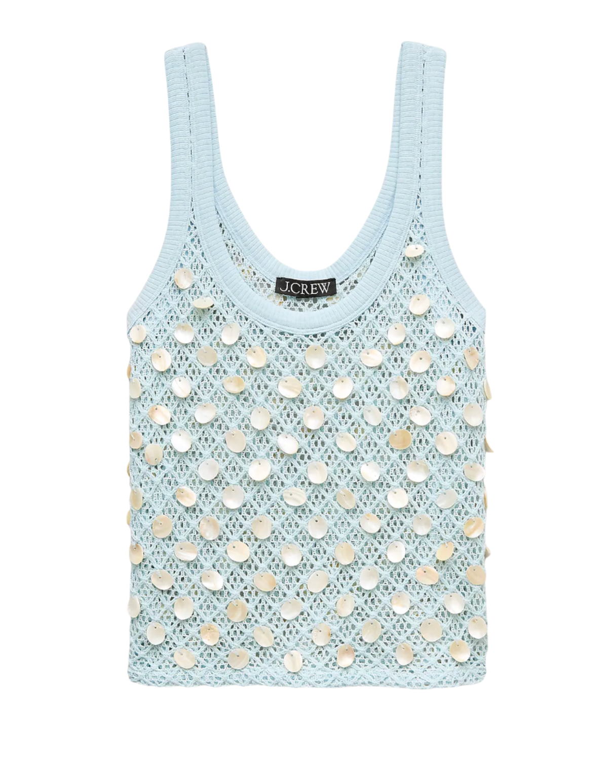 Crochet shell-embroidered tank top