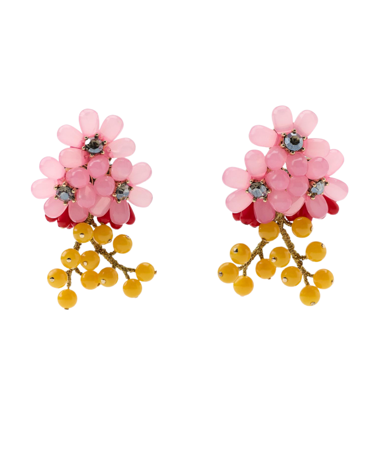 BEADED JEWEL FLOWER EARRINGS