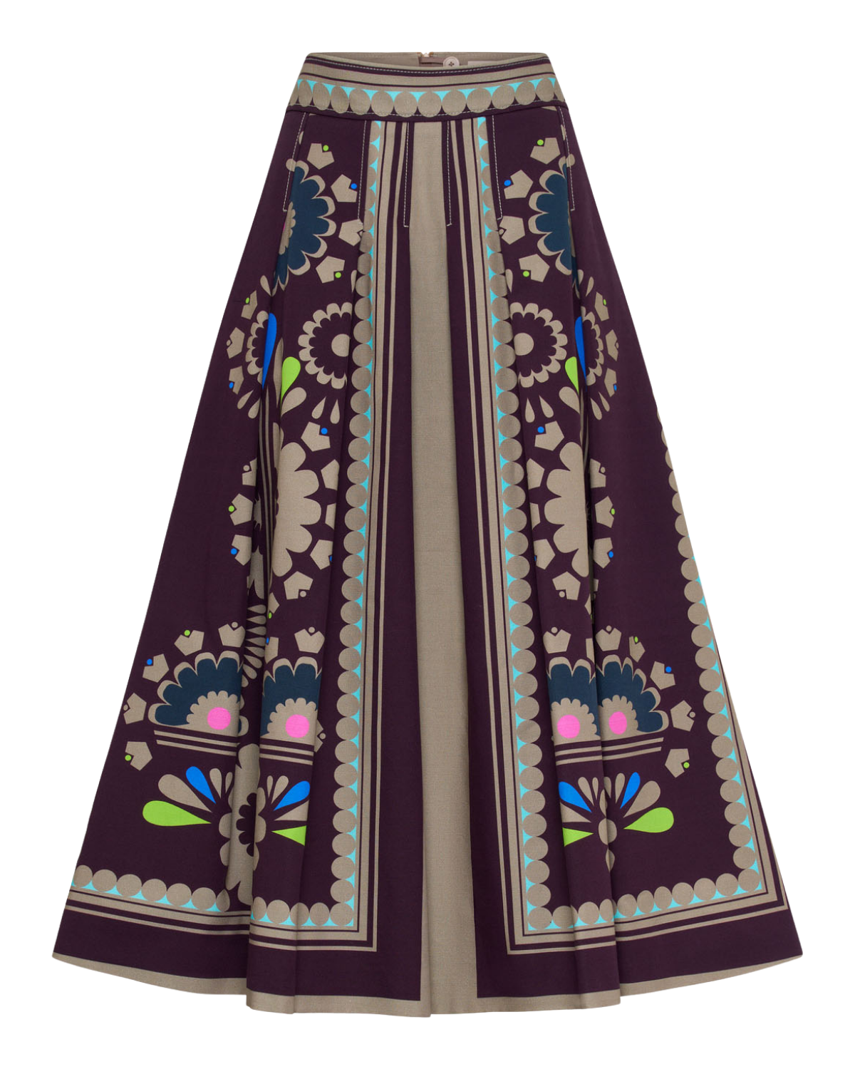 Printed canvas midi skirt