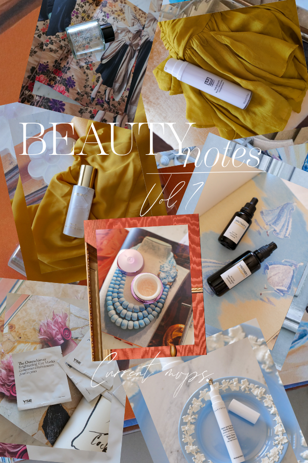 Beauty Notes Vol. 1 featuring tried-and-true skincare favorites including Vintner's Daughter, Merit Beauty, U Beauty, YSE Beauty, Freck Beauty, Lancôme, and Chantecaille.