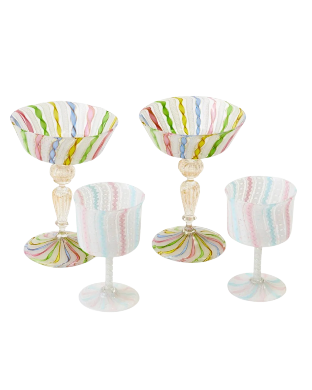 SET OF 4 VINTAGE LATTICINO GLASSES