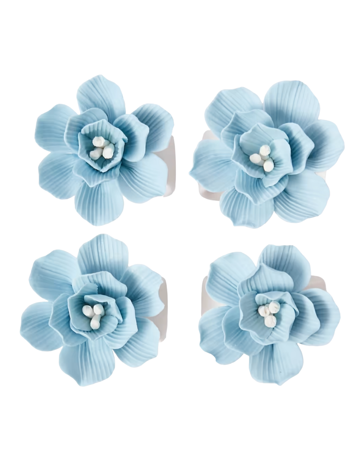 Soft Blue Fiore Napkin Rings (Set of 4)