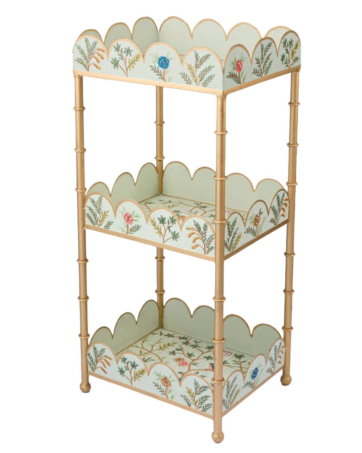 Green Chinoiserie Tiered Side Table