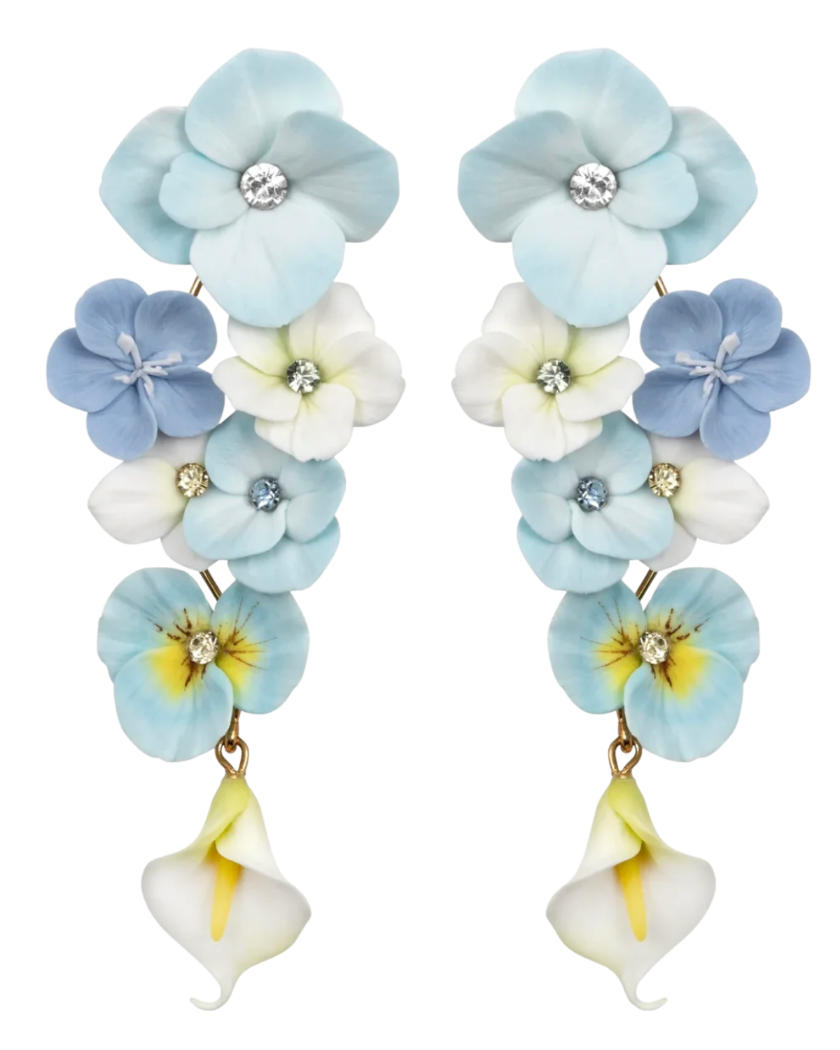 blue hydrangea drop earrings