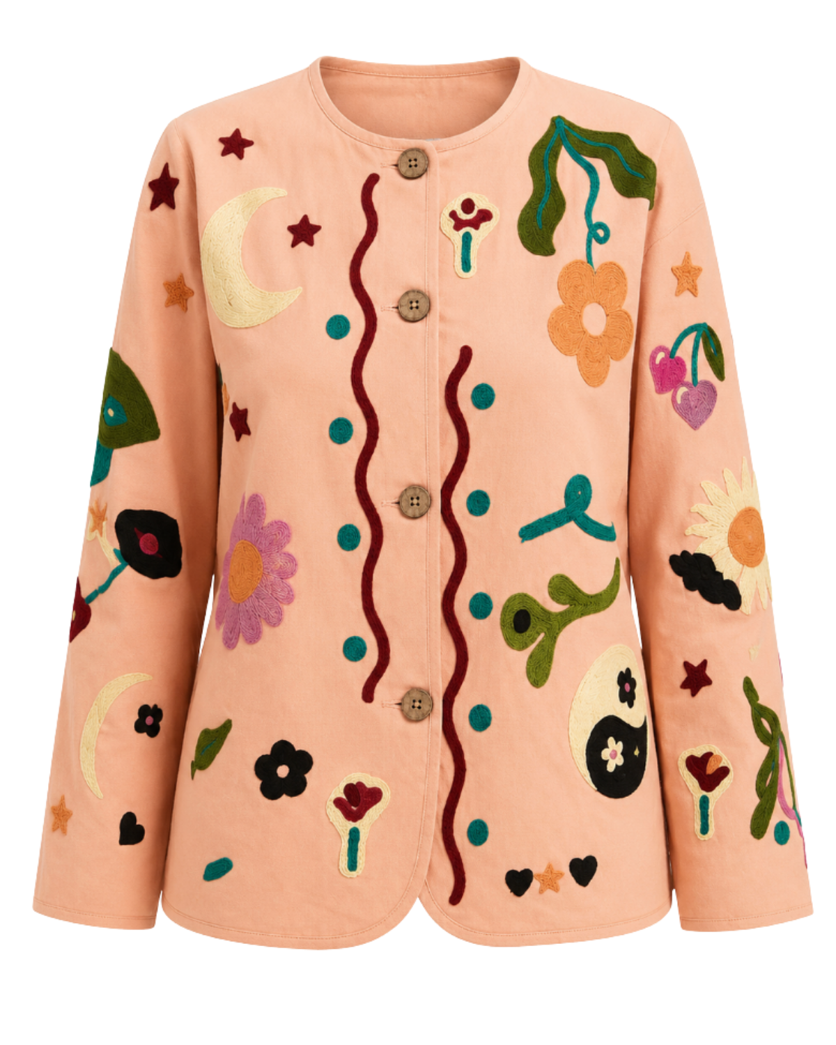 ASOS embroidered peach jacket