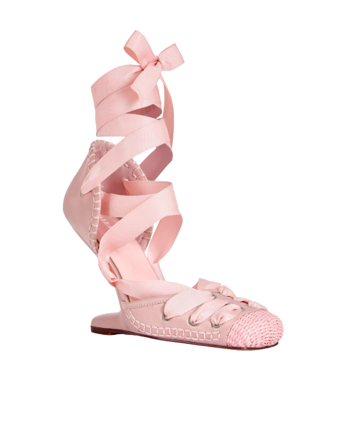TENDU-PINK BALLERINA WRAP-AROUND WEDGE PUMP