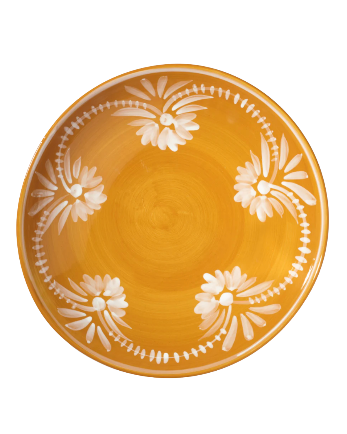 Serving Bowl With White Floral Trim in Marigold