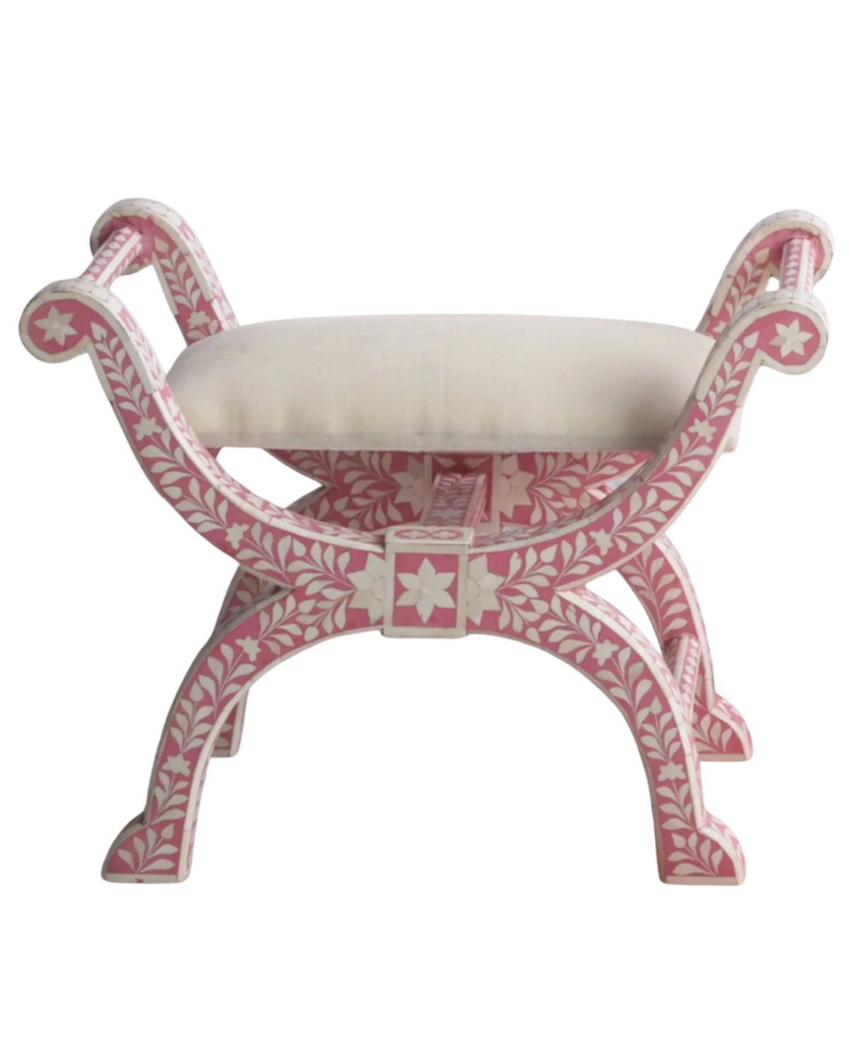 Bone Inlay Jenny Stool Floral Design Pink