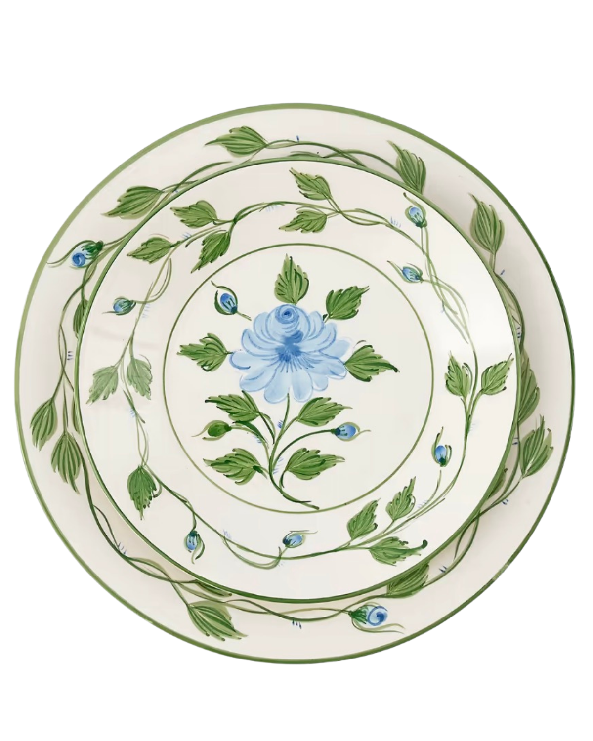 Blue Rose Bud Dinner & Starter Plates (Set of 8)