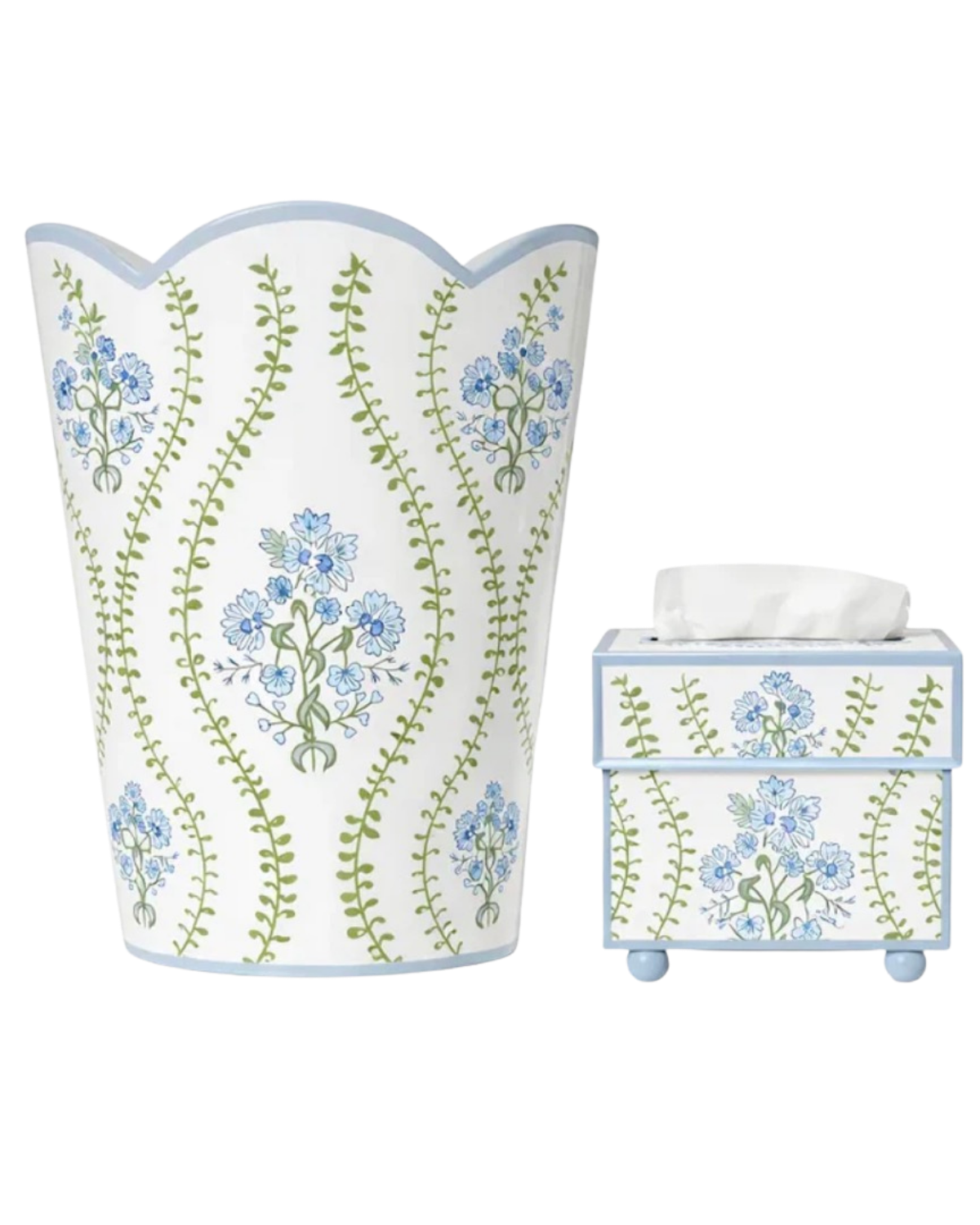Blue Hampton Garden Round Wastepaper Basket & Tissue